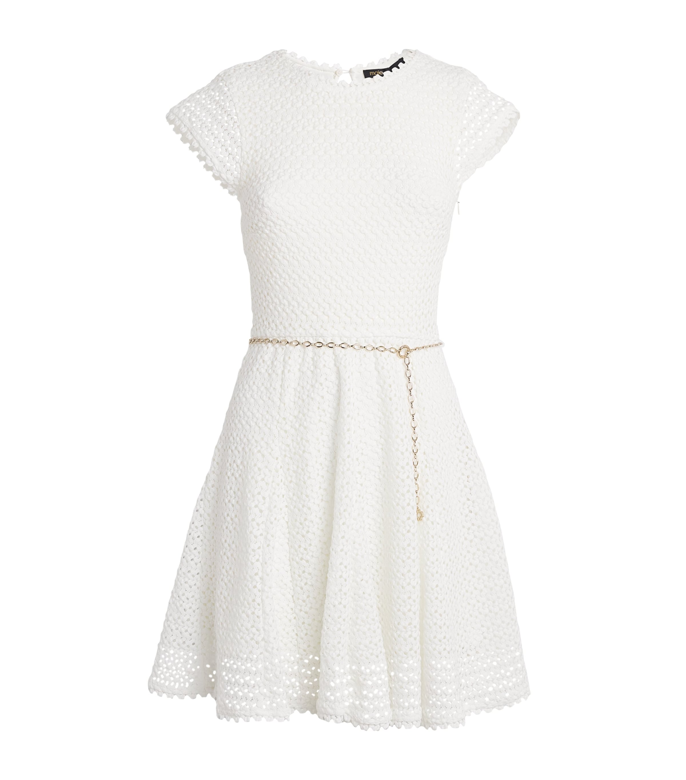 Shop Maje Crochet Mini Dress In White