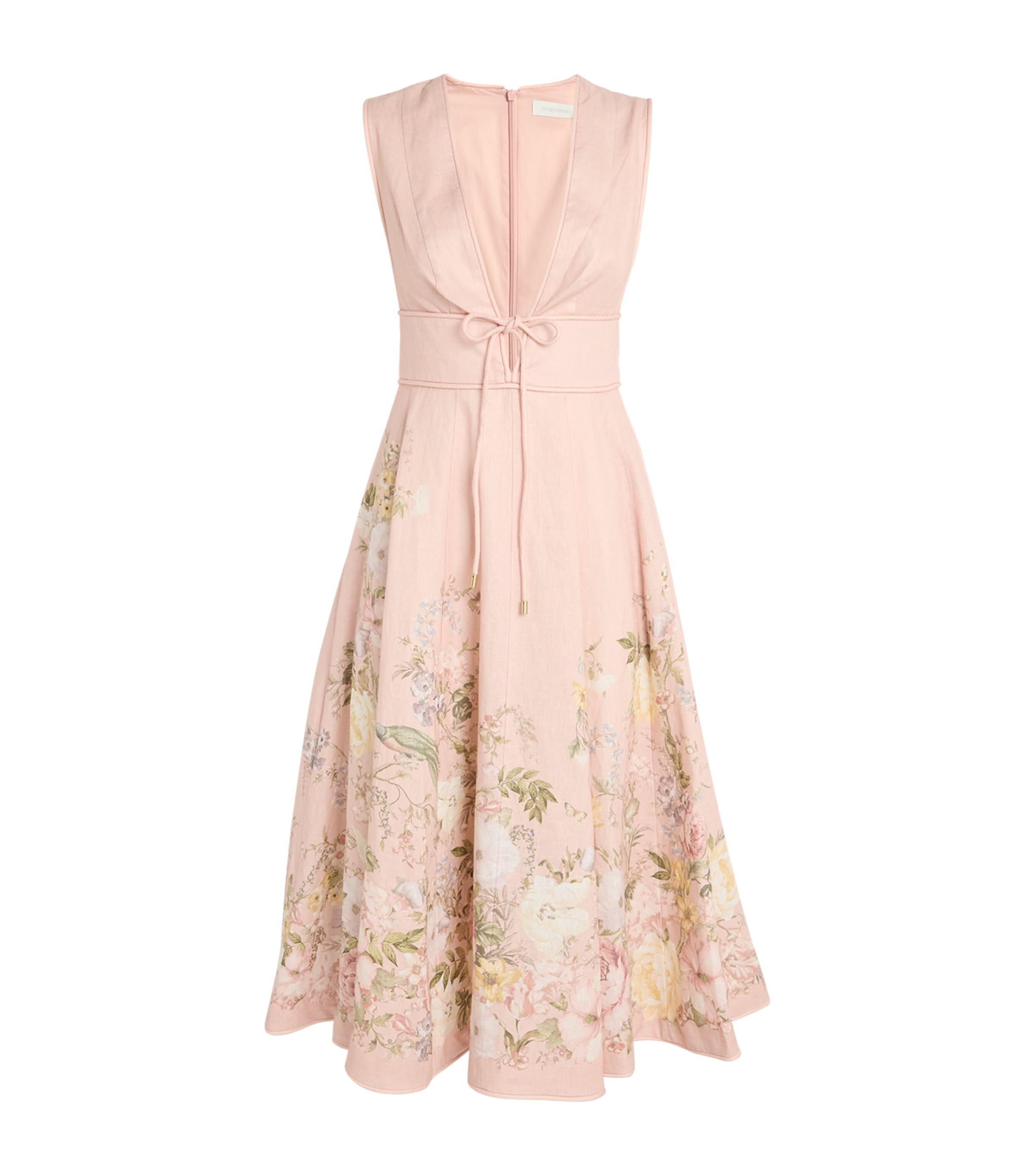 Shop Zimmermann Linen Floral Waverly Dress In Pink