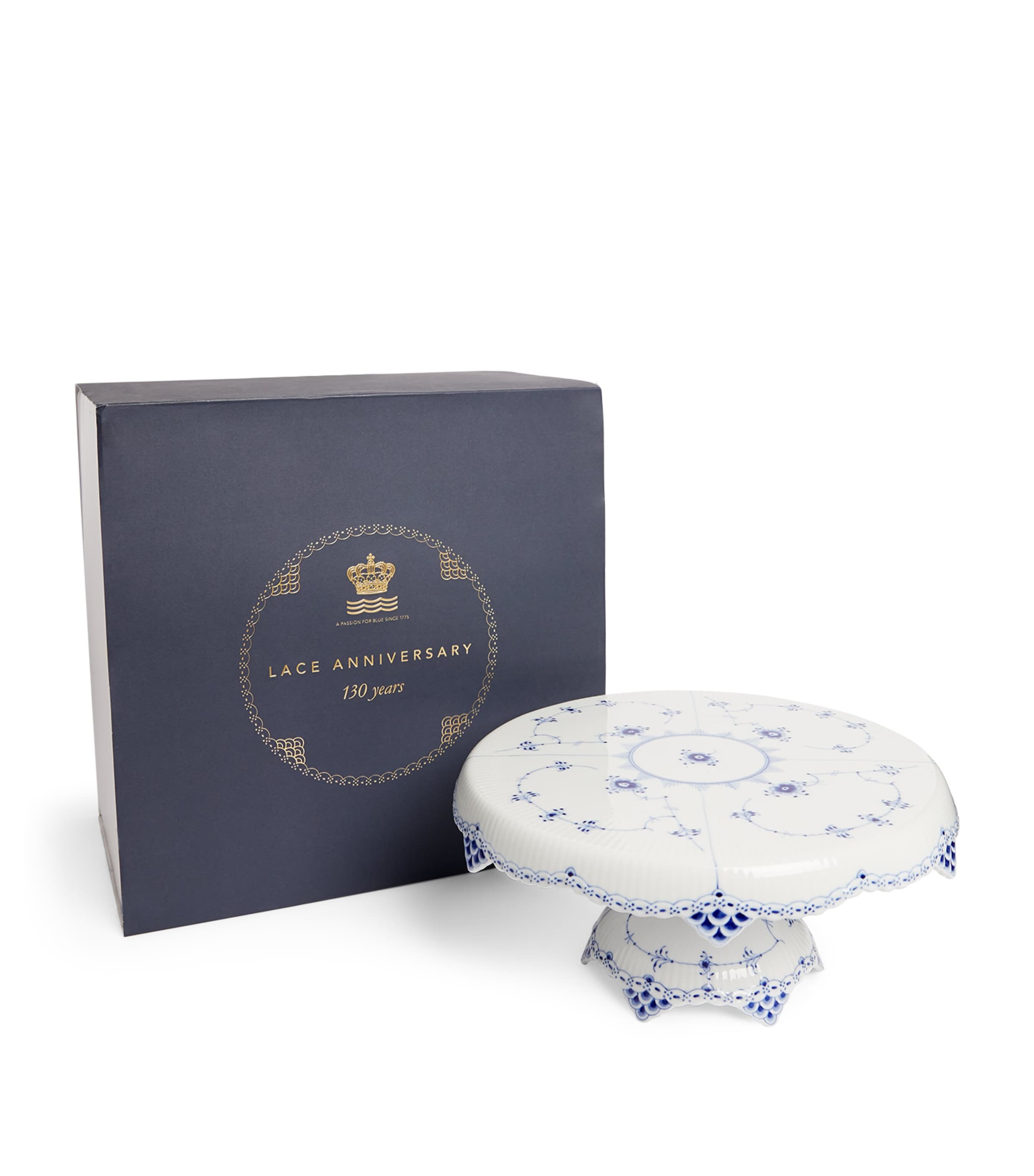 Blue Fluted Full Lace Cake Stand BLUE Image 3