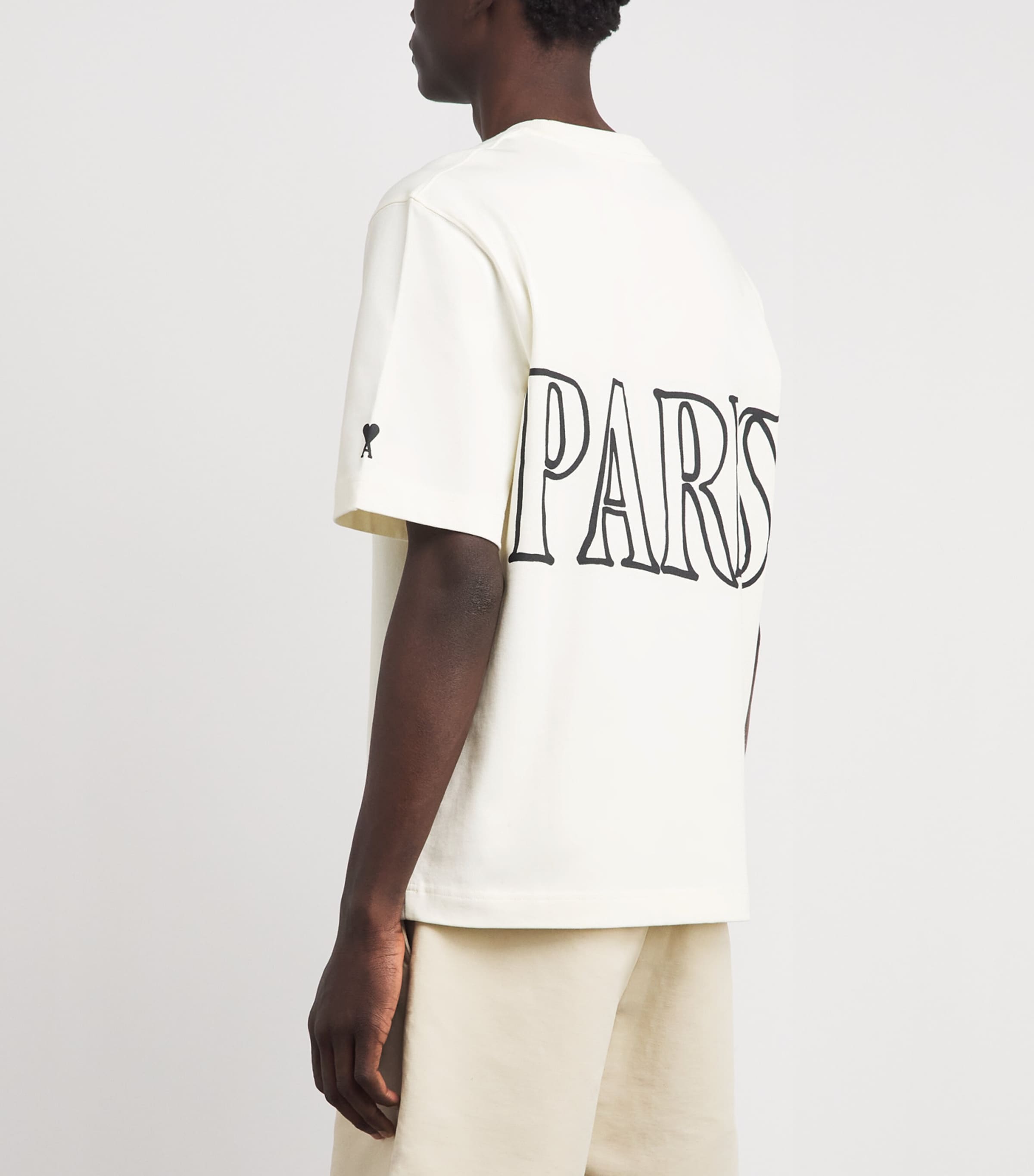 AMI Paris Mens Cotton Logo Boxy T-Shirt Blanc Creme Image 5