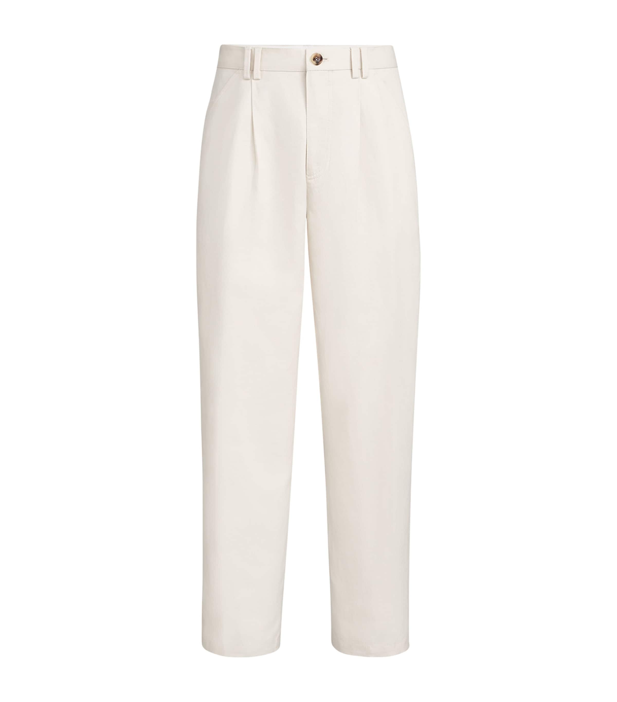Brunello Cucinelli Mens Cotton-Linen Pleated Trousers Image 1