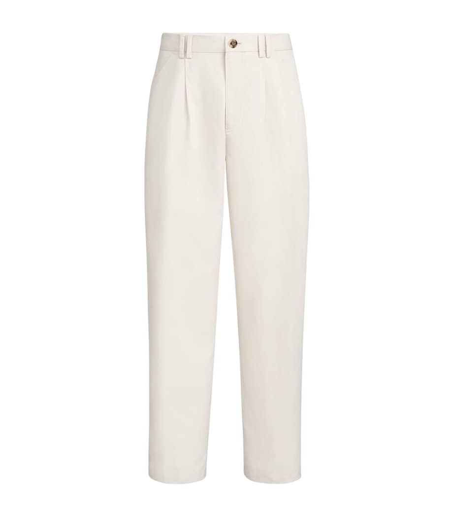 Brunello Cucinelli Mens Cotton-Linen Pleated Trousers Image 1