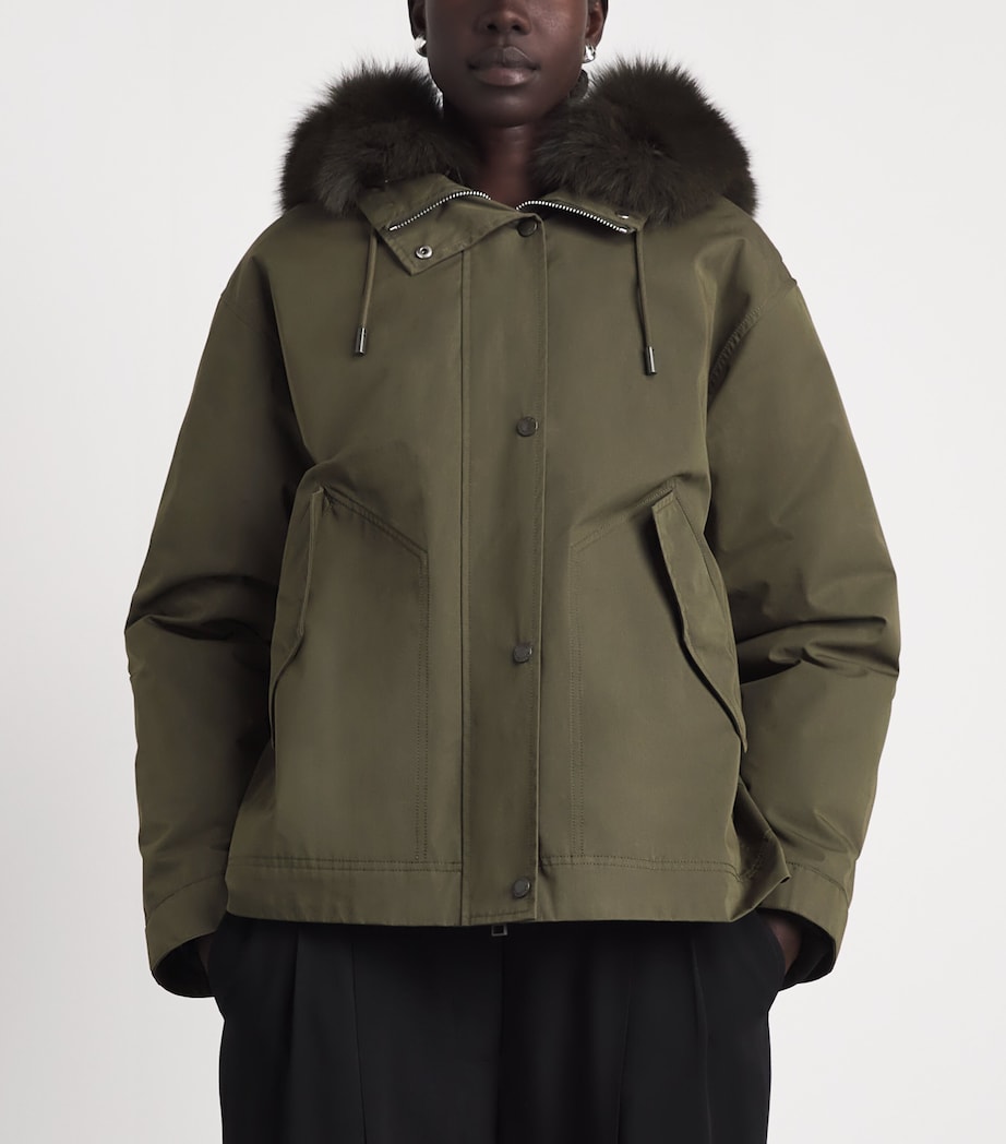 Yves Salomon Womens Down Fur-Trim Technical Parka Coat Image 4