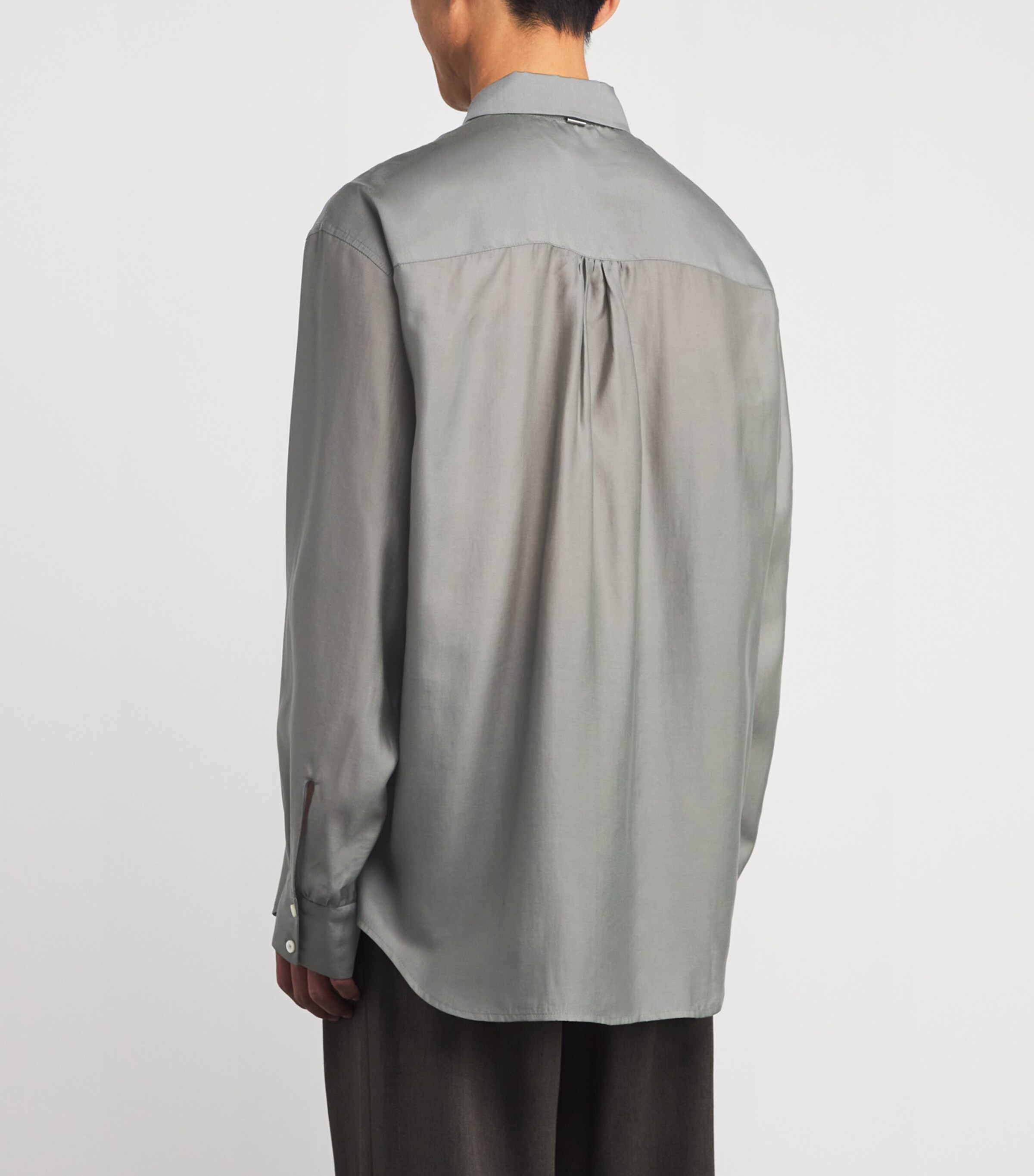 System Mens Scarf-Detail Shirt Mint Grey My Image 4