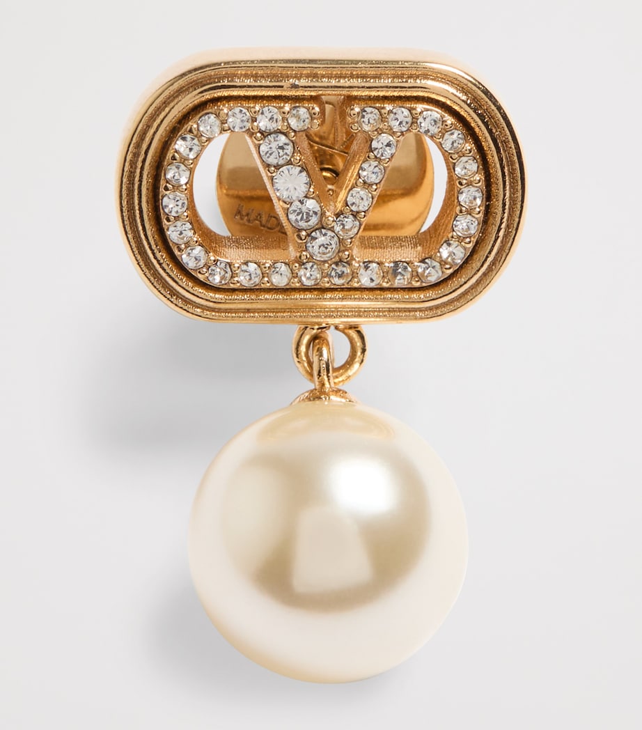 Swarovski Crystal-Embellished Ovalette Logo Earrings CNP Image 5