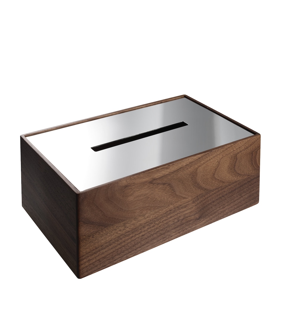 Christofle Walnut-Steel UNI Tissue Box Brown