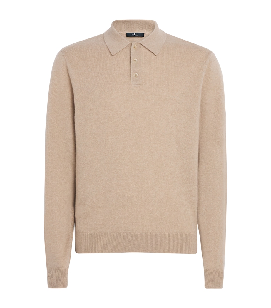 Cashmere Long-Sleeve Polo Shirt 1PM - BEIGE Image 1