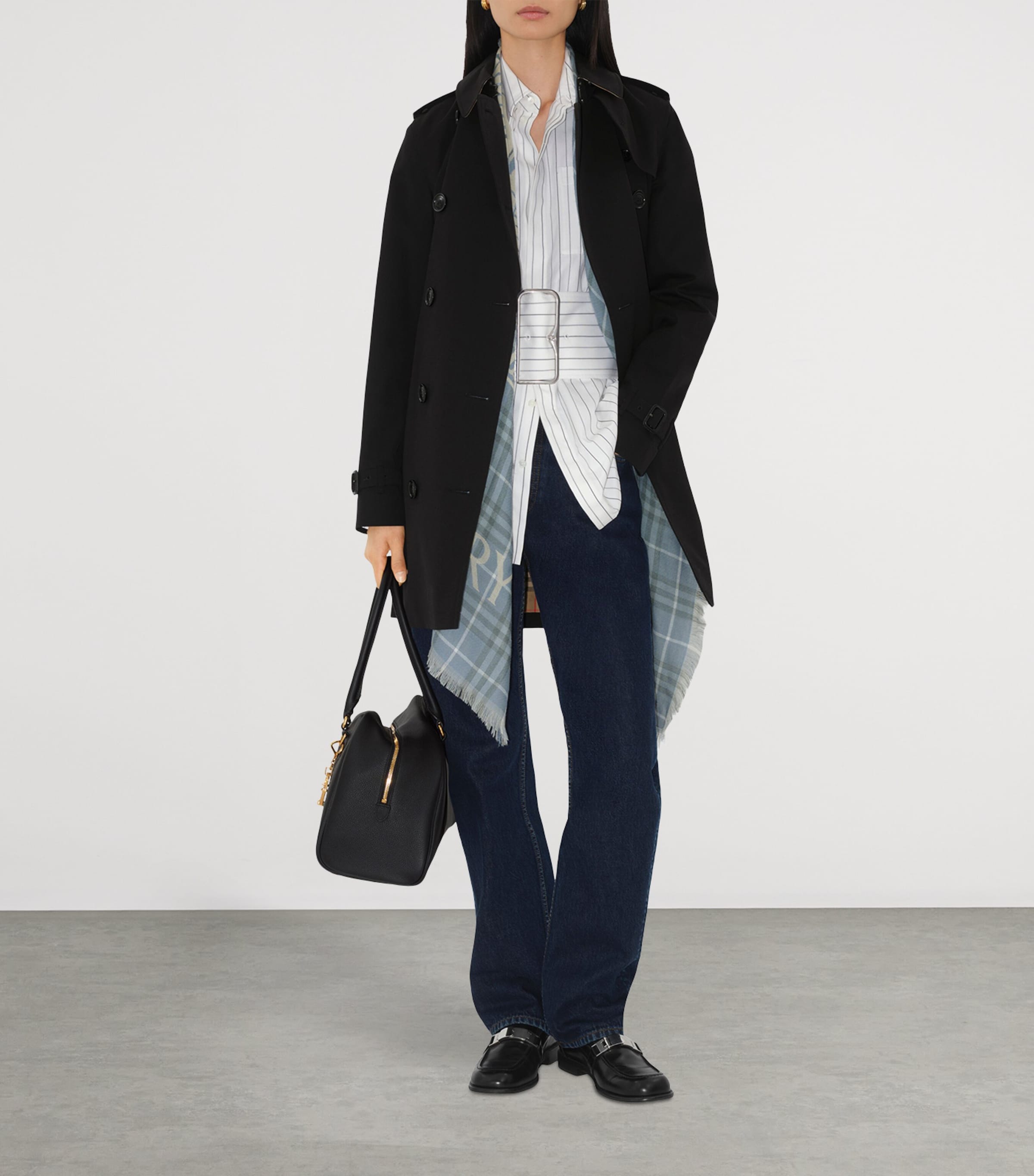 Cotton Short Kensington Heritage Trench Coat BLACK Image 2