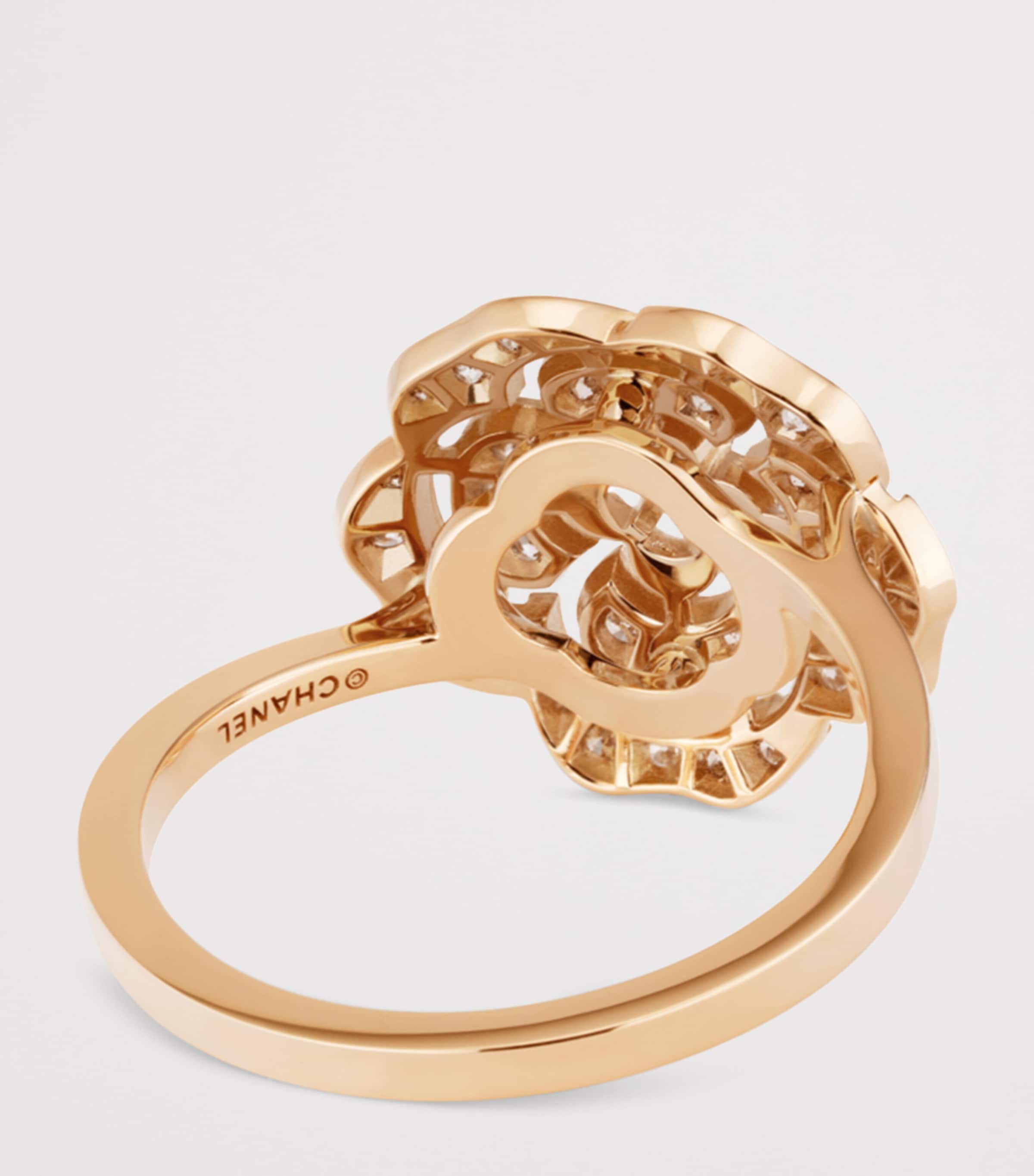 CHANEL Rose Gold and Diamond Bouton de Camélia Ring Rose Gold Image 3