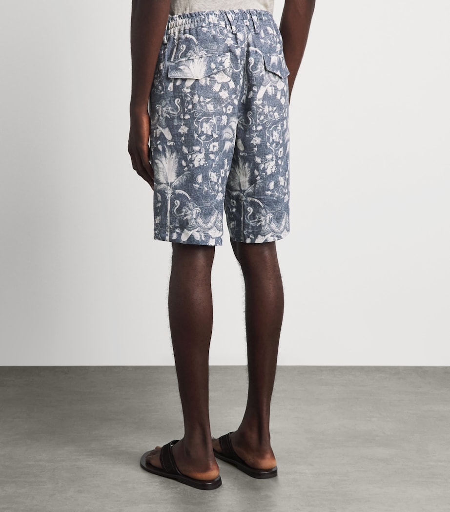 Eleventy Mens Linen Drawstring Bermuda Shorts Royal Image 5