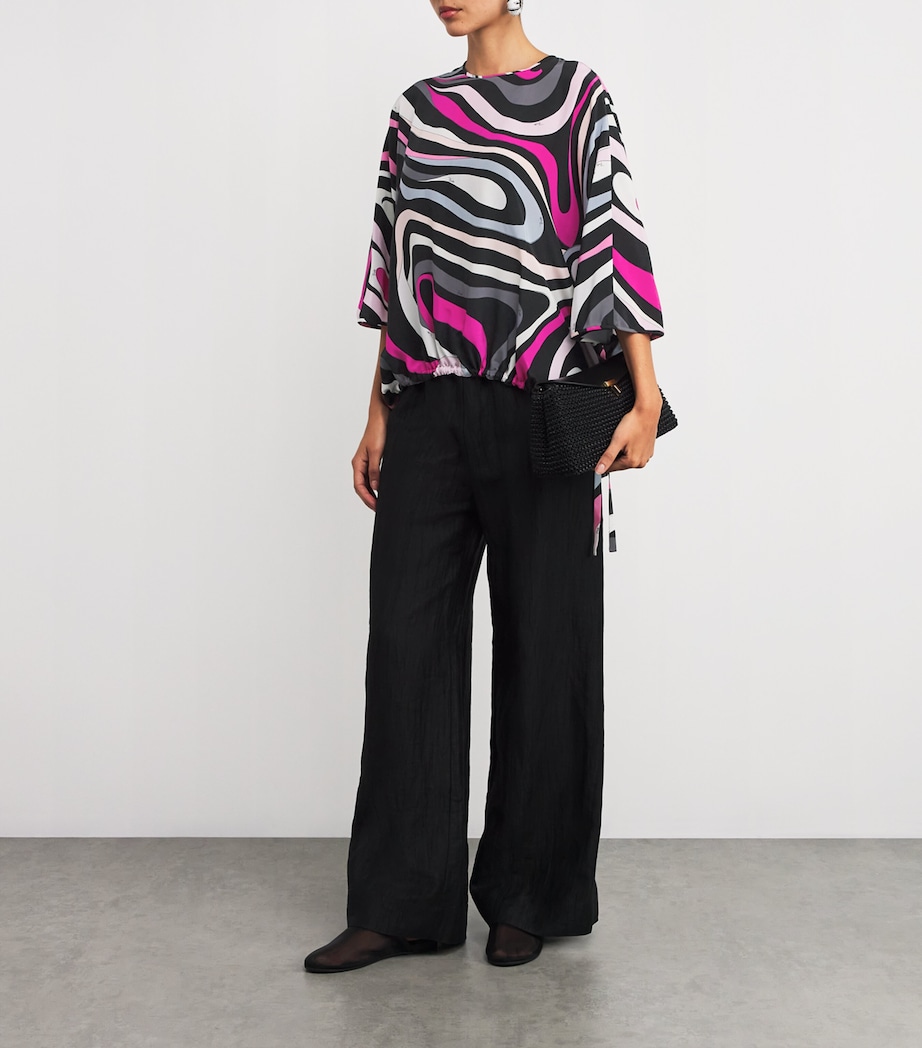 PUCCI Womens Silk Marmo Print Blouse Nero/fuxia Image 2