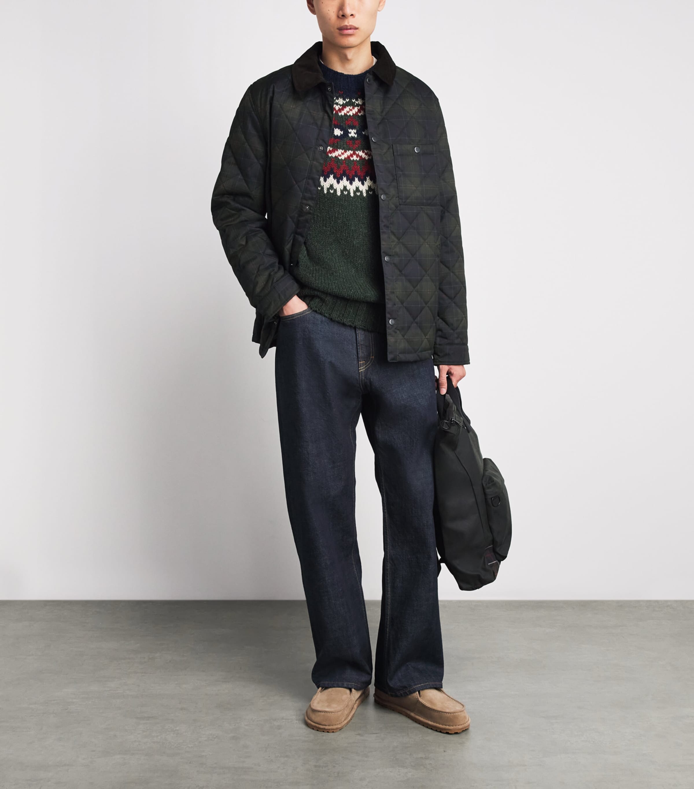 Barbour Mens Tartan Quilted Jacket Shadow Classic Image 2