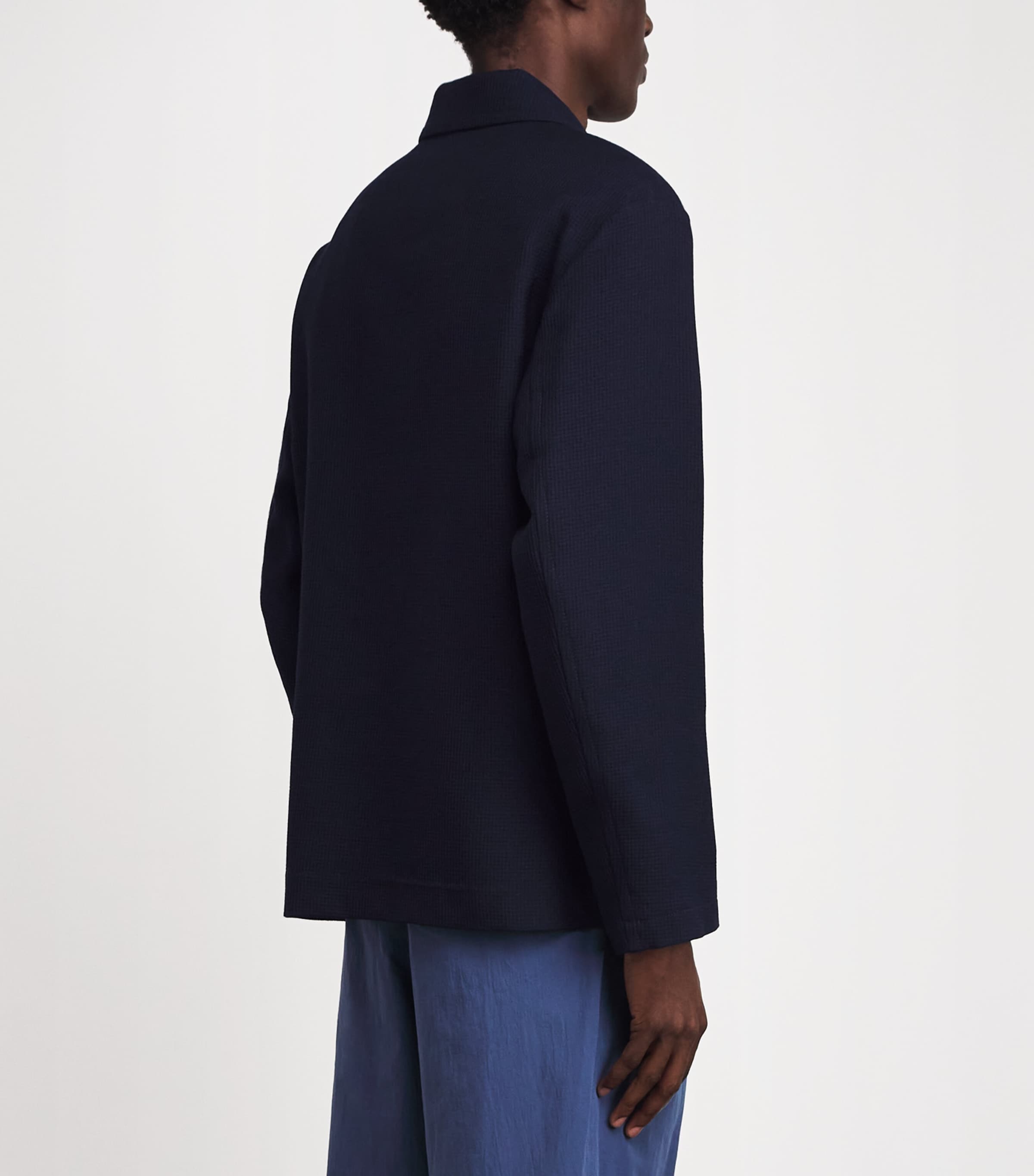 Sandro Paris Mens Wool Worker Overshirt Midnight Blue Image 5