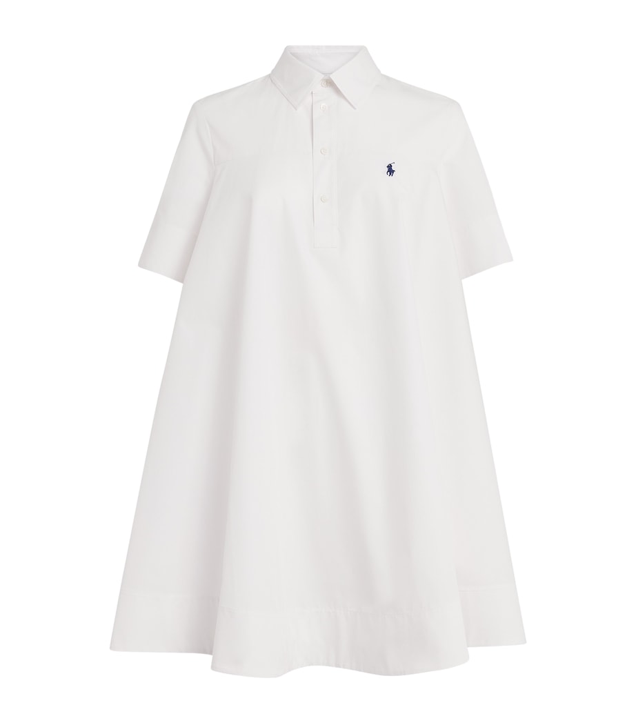 Polo Ralph Lauren Womens Cotton Babydoll Mini Shirt Dress White Image 1
