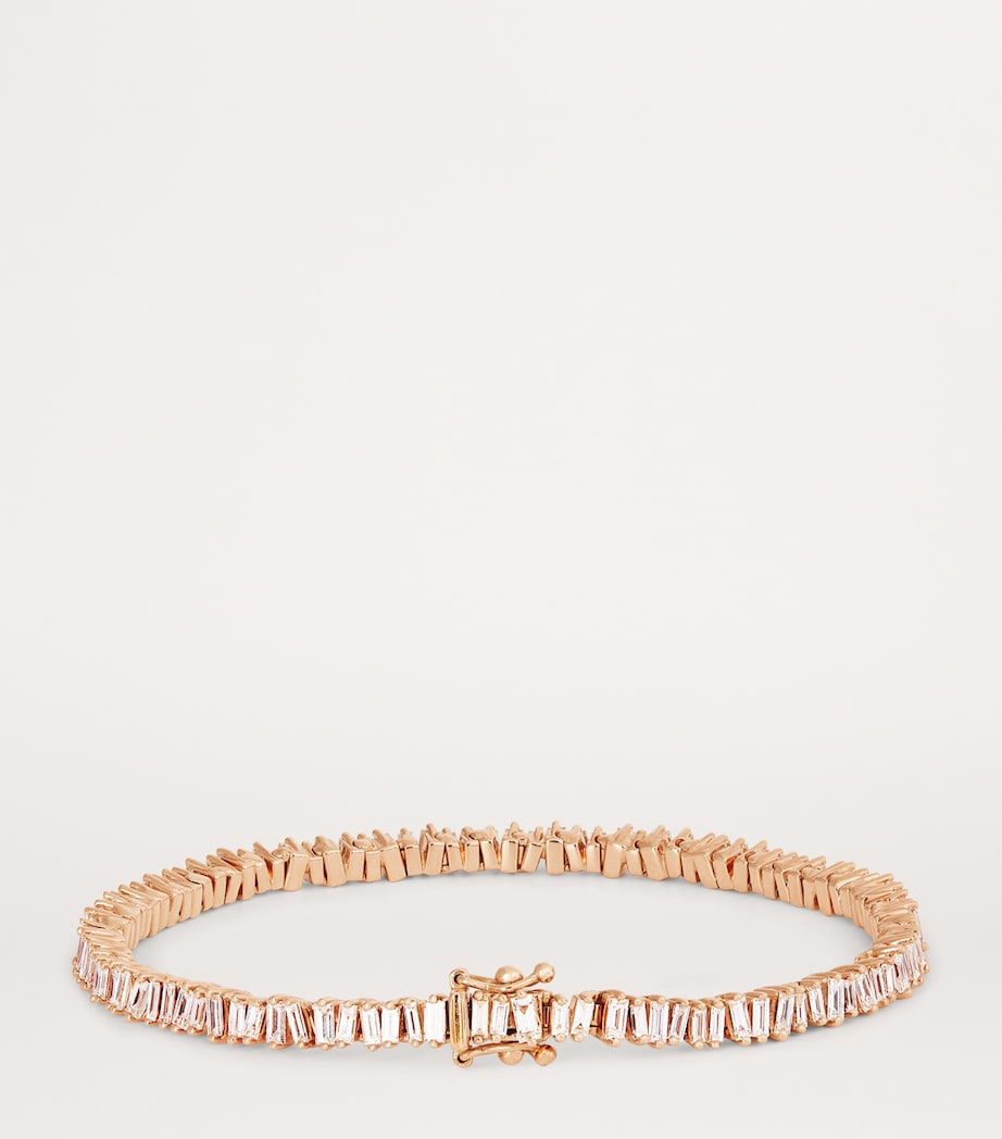 Mini Rose Gold and Diamond Tennis Bracelet 18K RG/WD Image 3