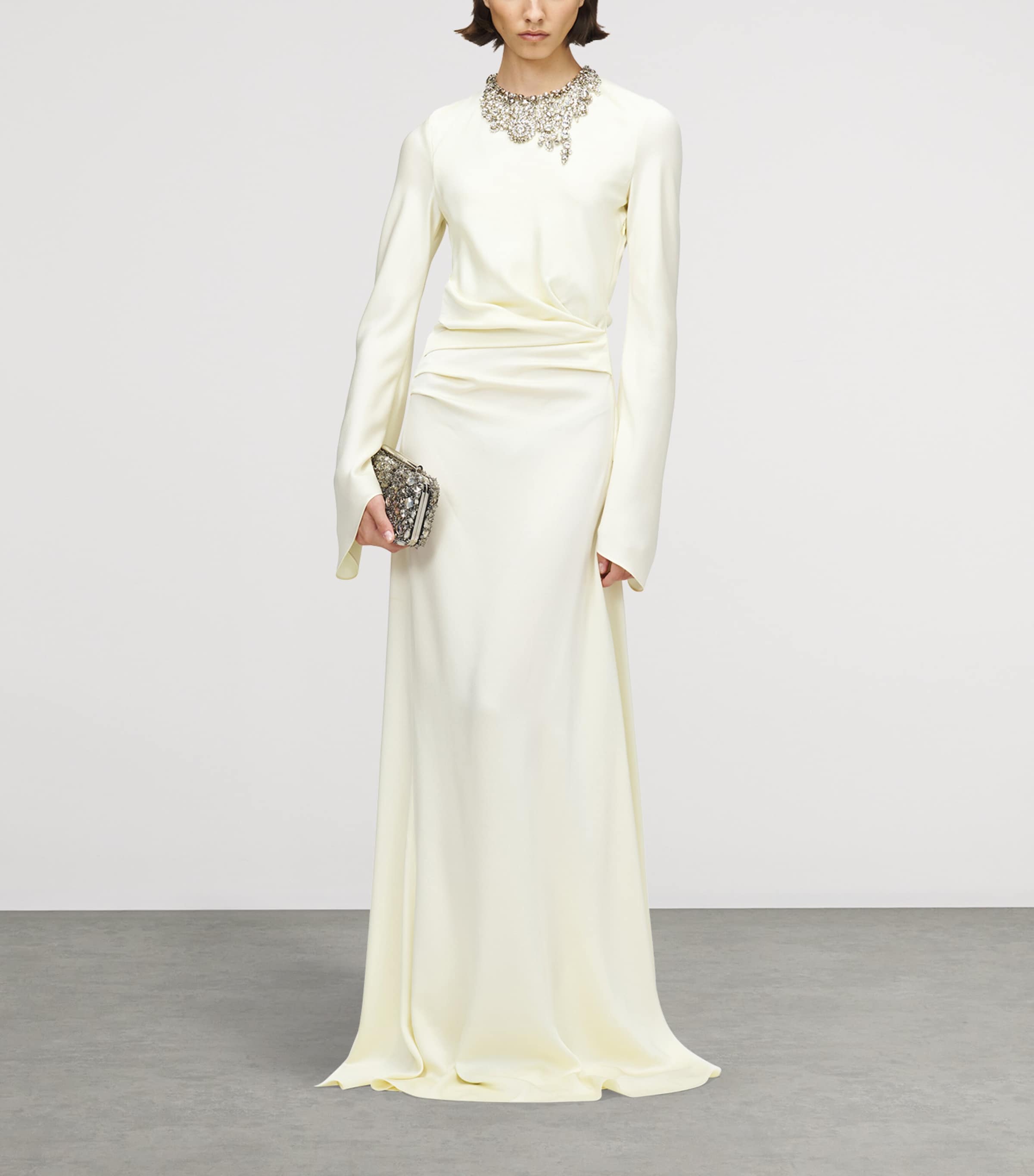 McQueen Womens Embellished Draped Maxi Dress Image 2