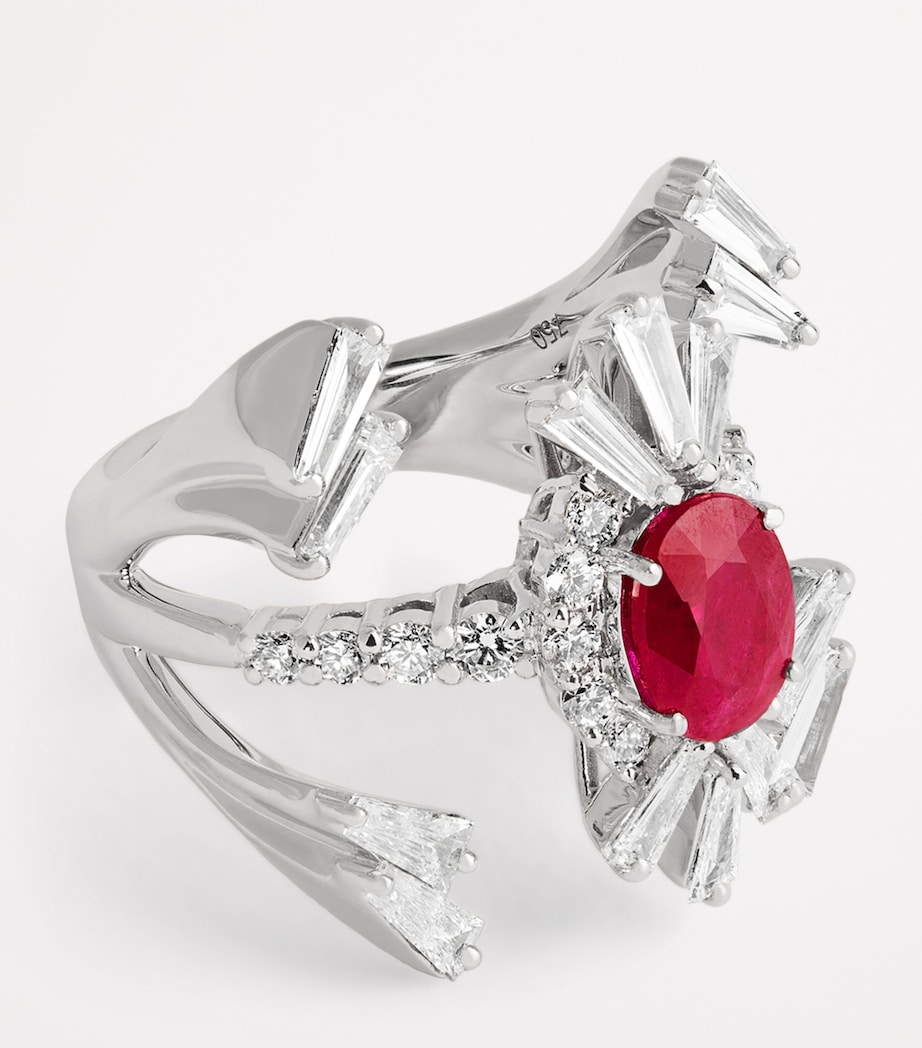 White Gold, Diamond and Ruby Ring WHITE GOLD Image 4