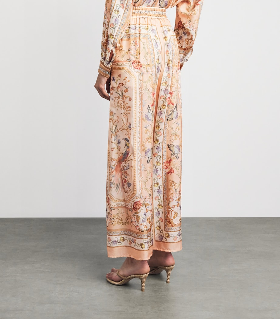 Zimmermann Womens Silk Roselight Drawstring Trousers Pink Tapestry Floral Image 5