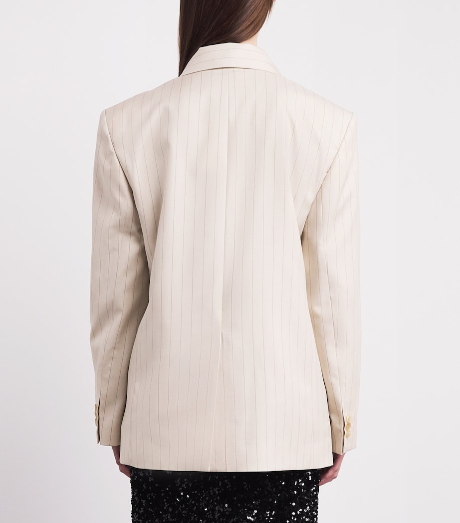 Acne Studios Womens Wool Pinstripe Scarf Blazer Cream Beige Image 5