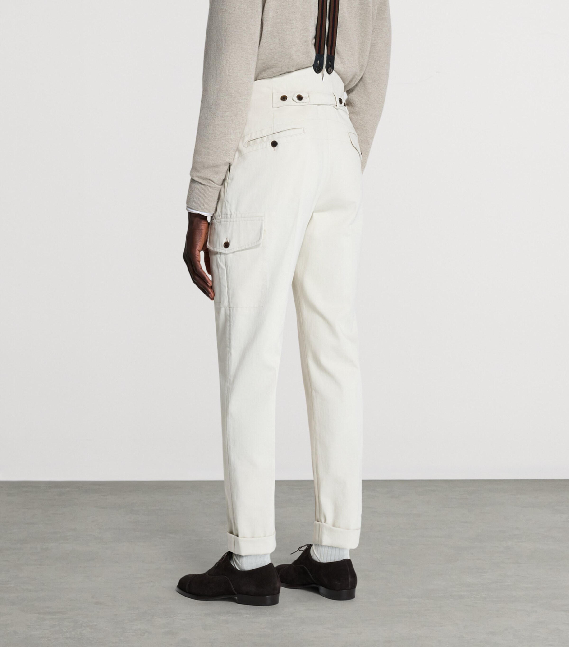 Dunhill Mens Cotton Double-Pleat Chinos Image 3