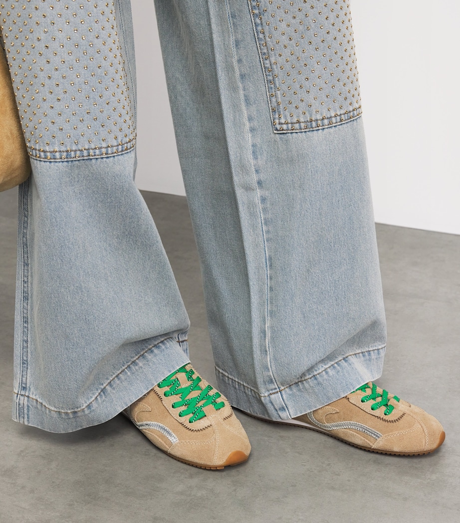 Sandro Paris Suede Light Wave Sneakers Beige Image 4