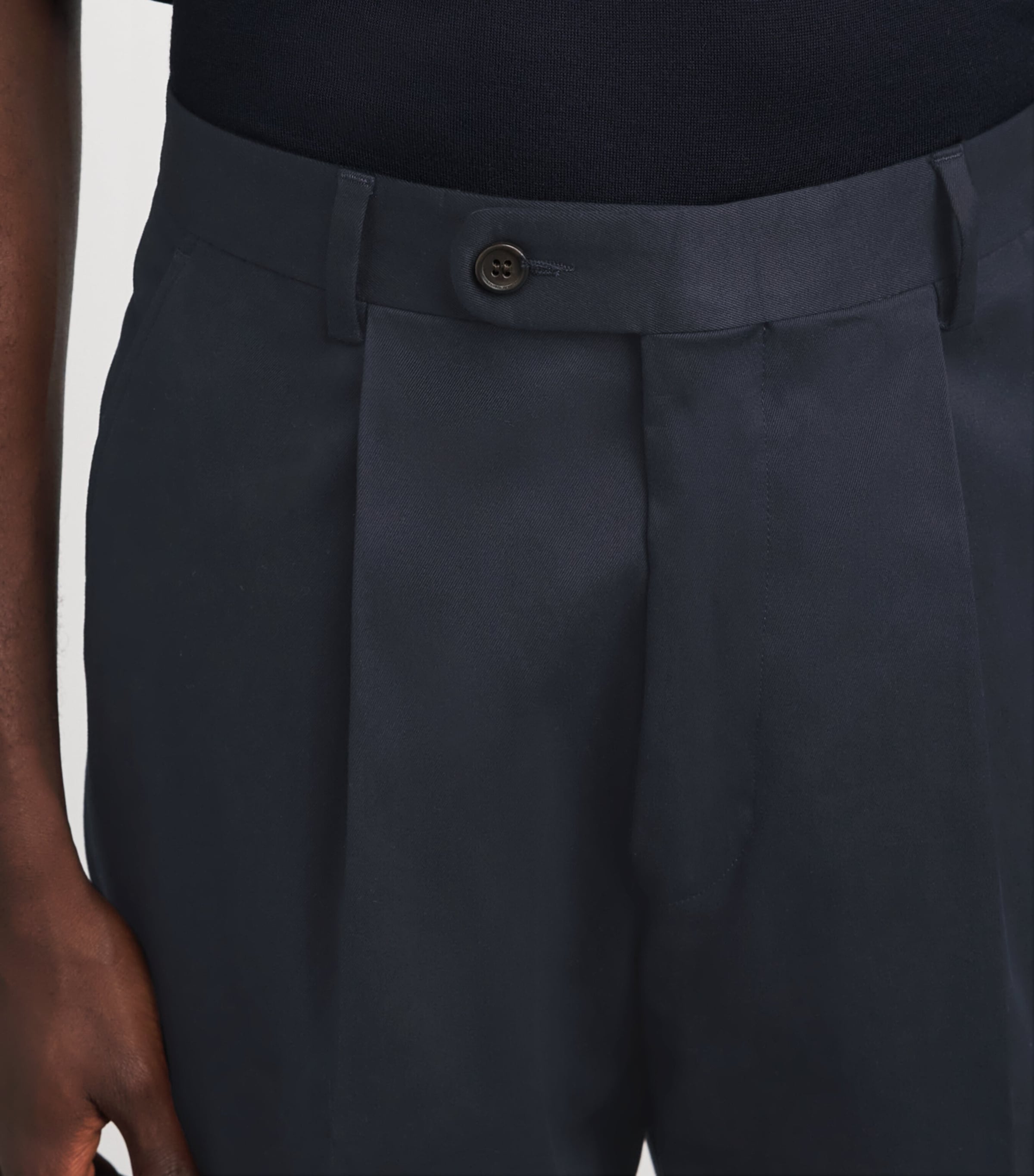N.Peal Mens Stretch-Cotton Atrani Trousers Navy Image 3