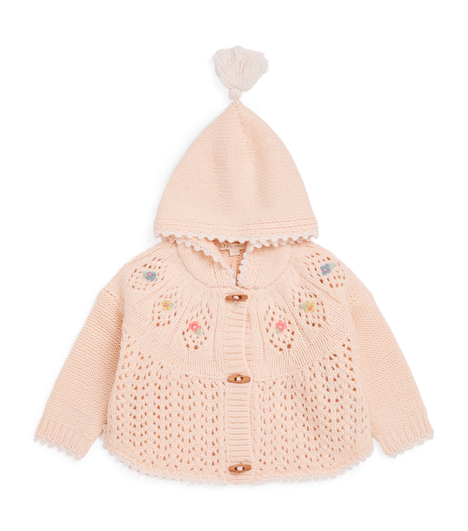 Crochet Hooded Iona Cardigan (6-24 Months) BLUSH Image 1