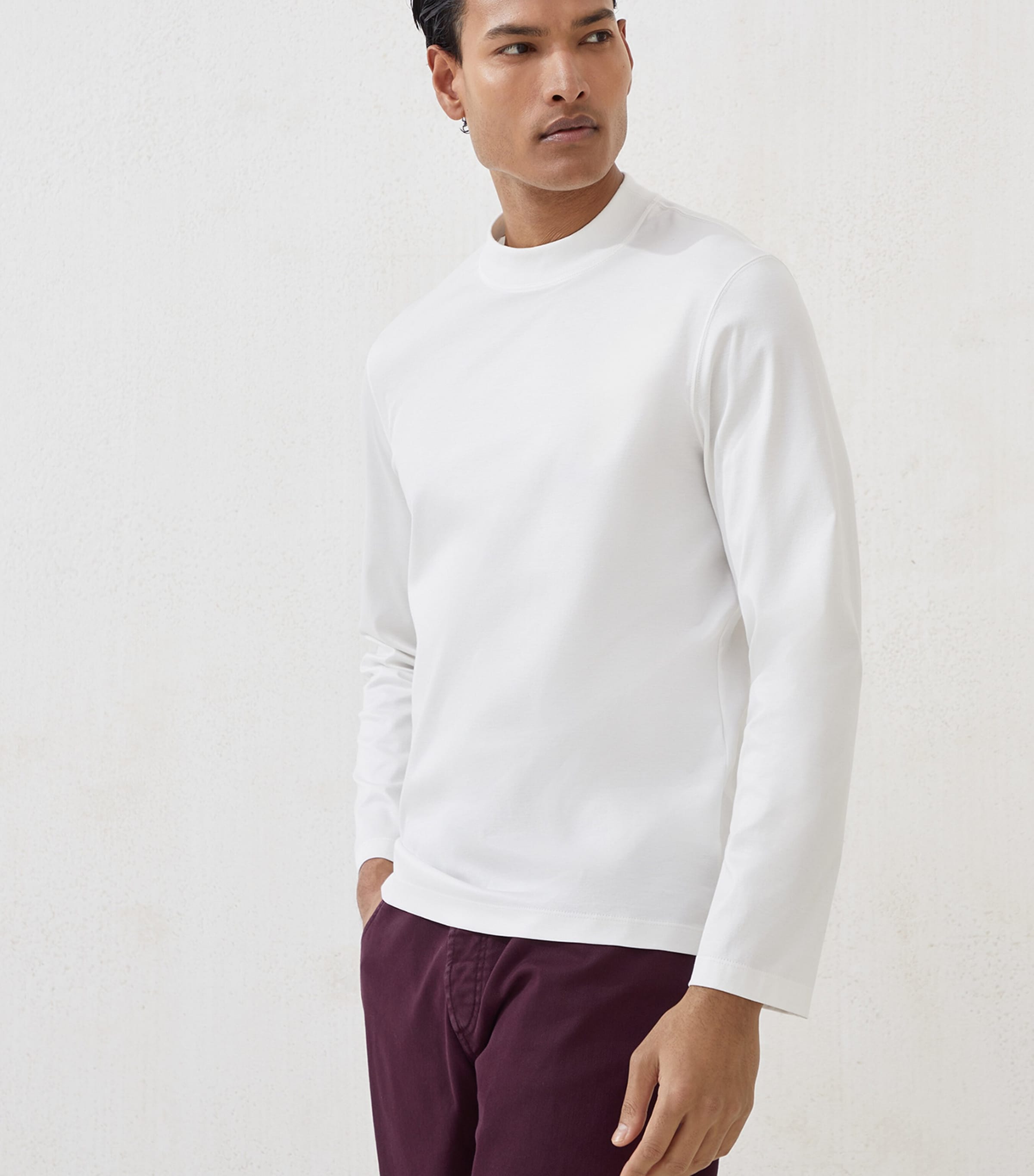 Cotton High-Neck T-Shirt C7220 Image 2