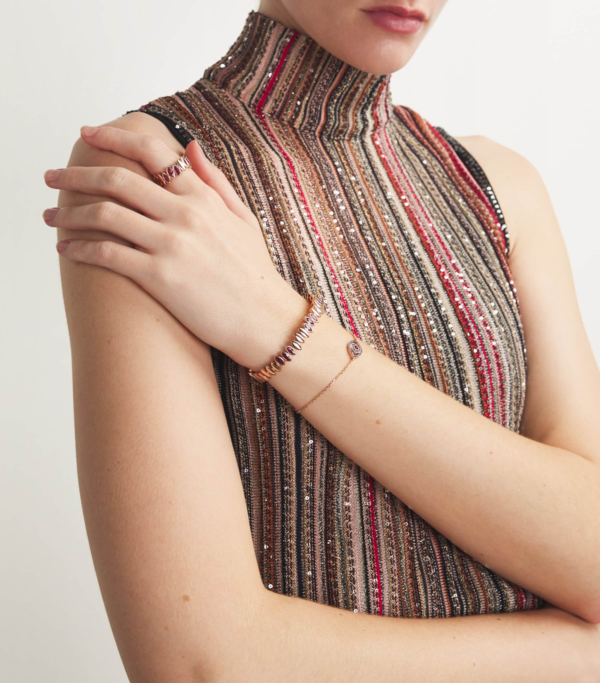 Rose Gold and Ruby Navette Bracelet ROSE GOLD Image 5