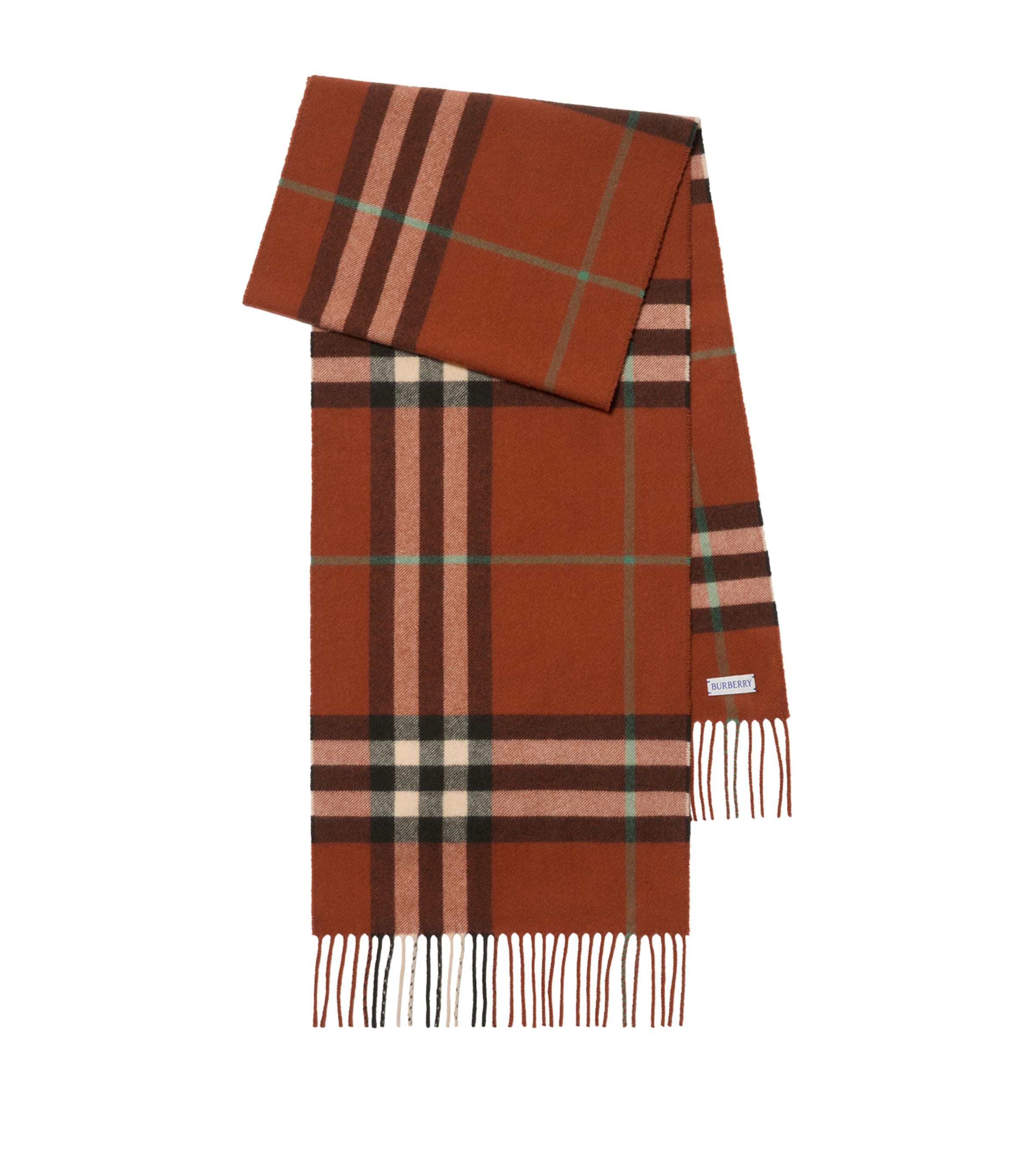 Burberry Cashmere Check Scarf In Orange