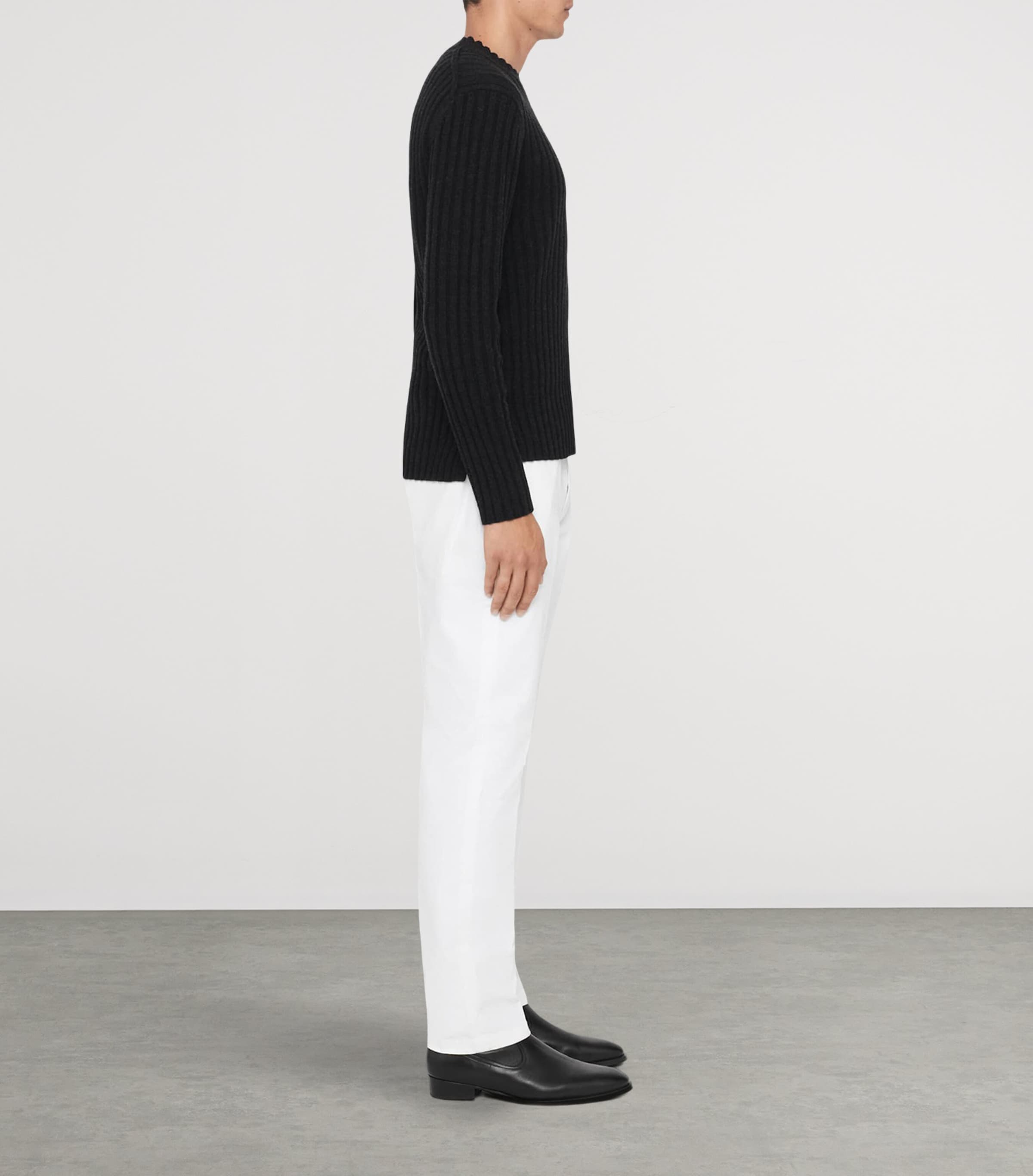 AllSaints Mens Merino-Blend Liev Sweater Cinder Black Marl Image 6