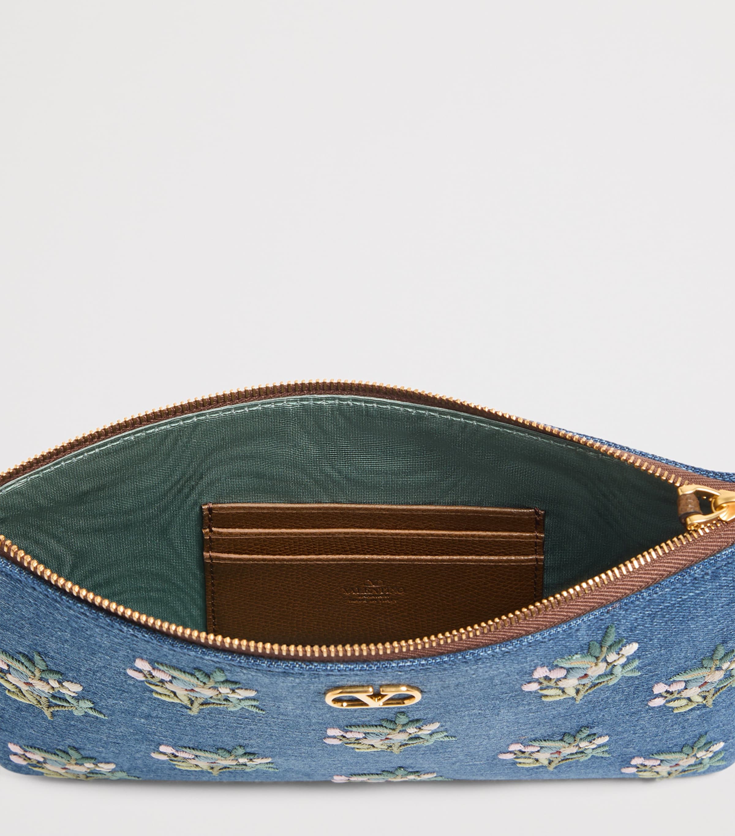 Valentino Garavani Denim Embroidered VLogo Signature Pouch Axm Image 5