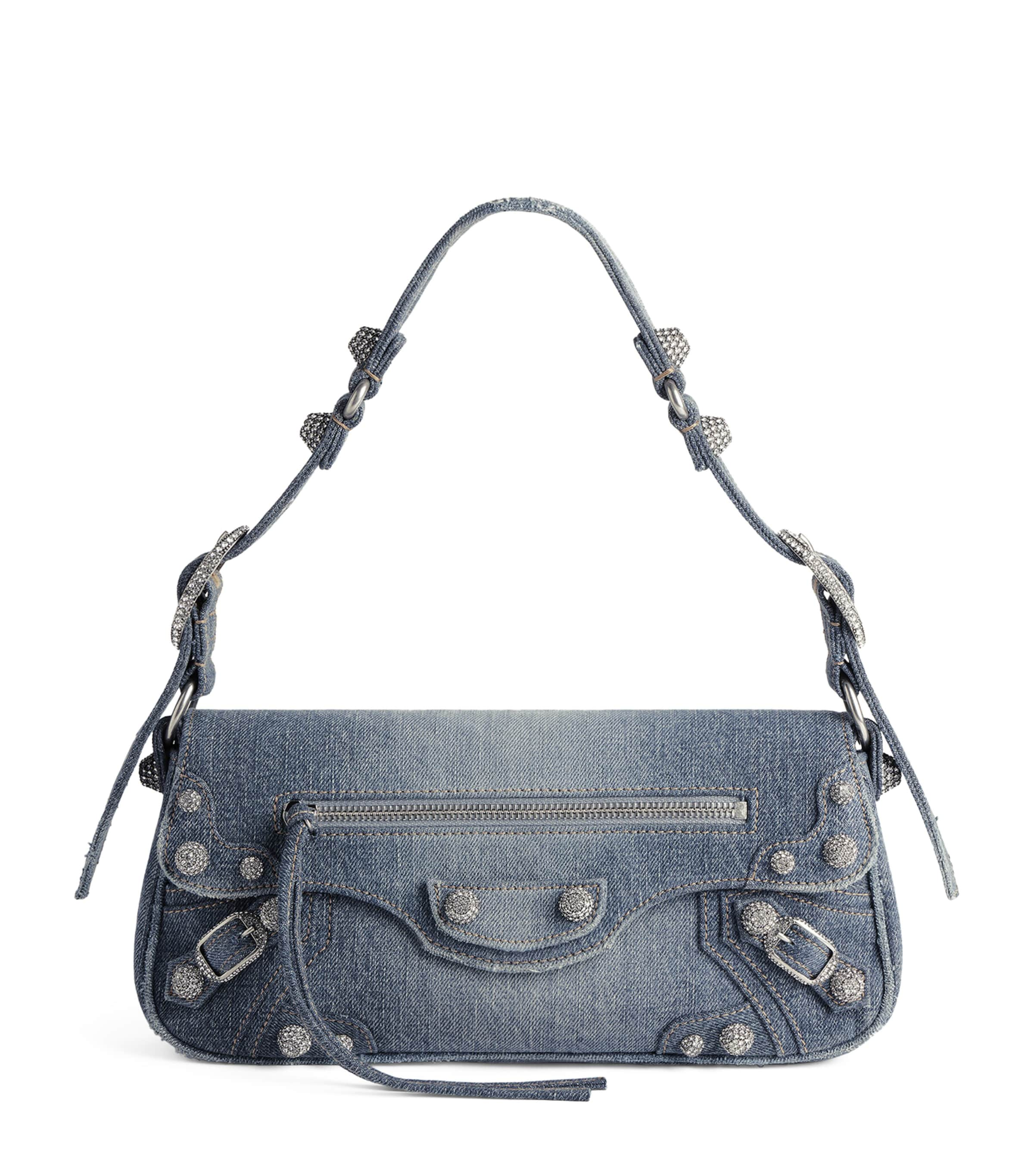 Balenciaga Denim Xs Le Cagole Sling Bag In Blue