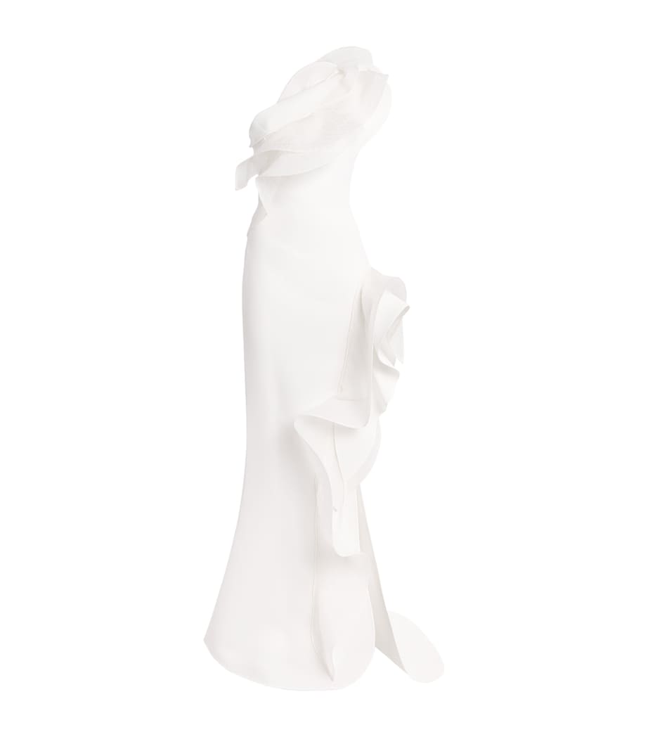 Ruffle-Trim Excitement Gown WHITE / EMBOSS Image 1