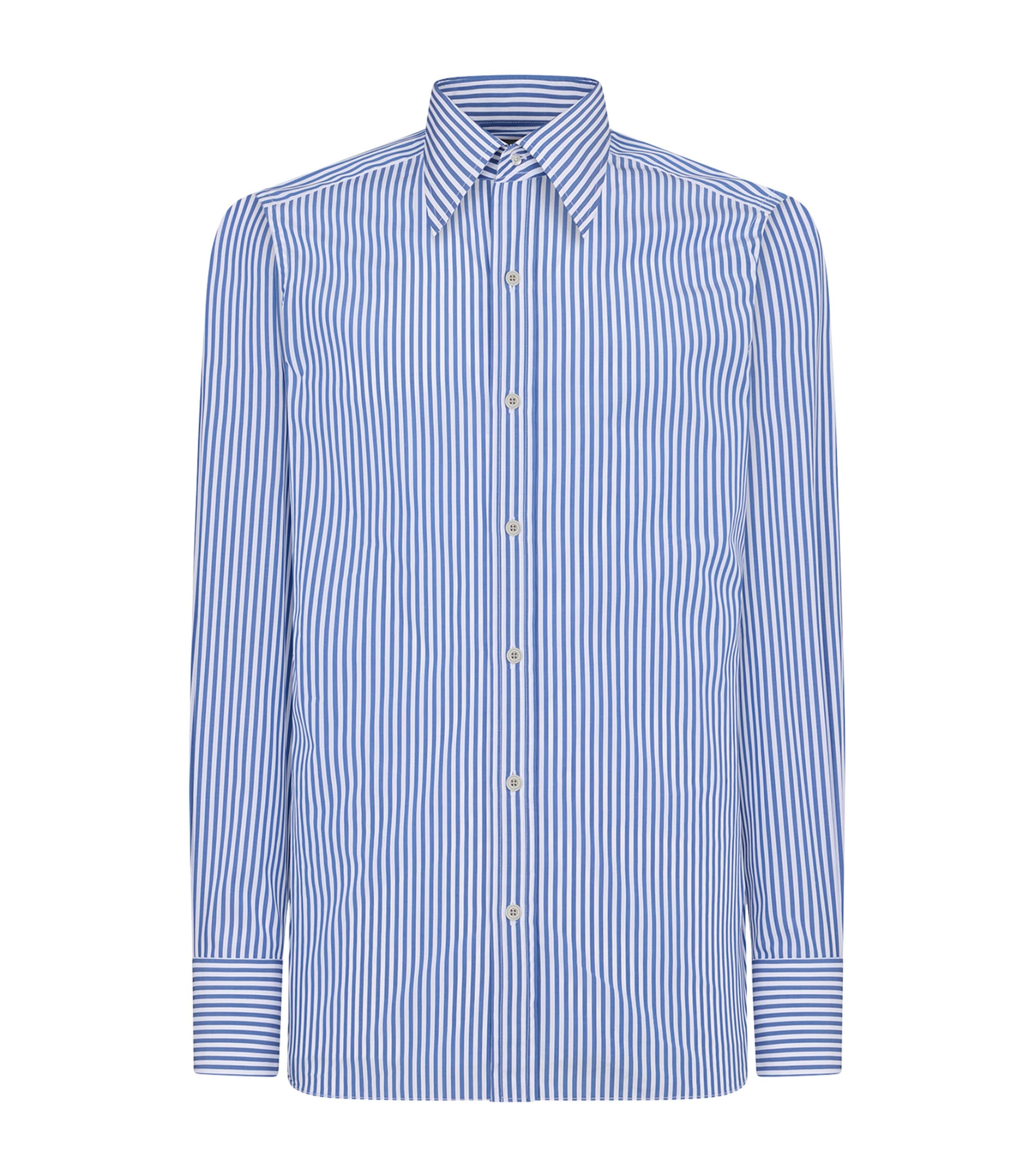 Tom Ford Cotton Baton Stripe Slim-fit Shirt In Blue