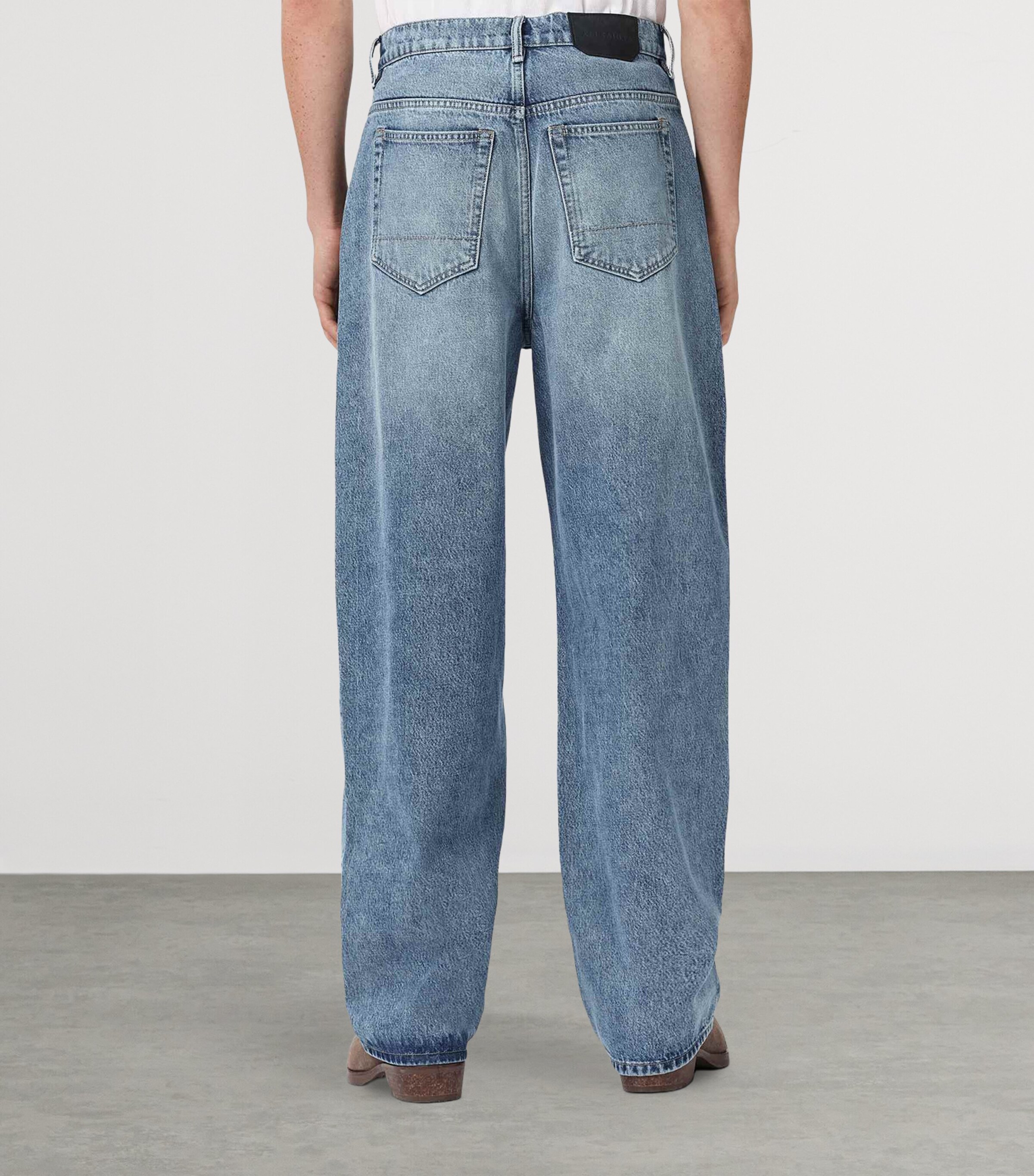 AllSaints Mens Rivet Straight Jeans Light Indigo Image 4