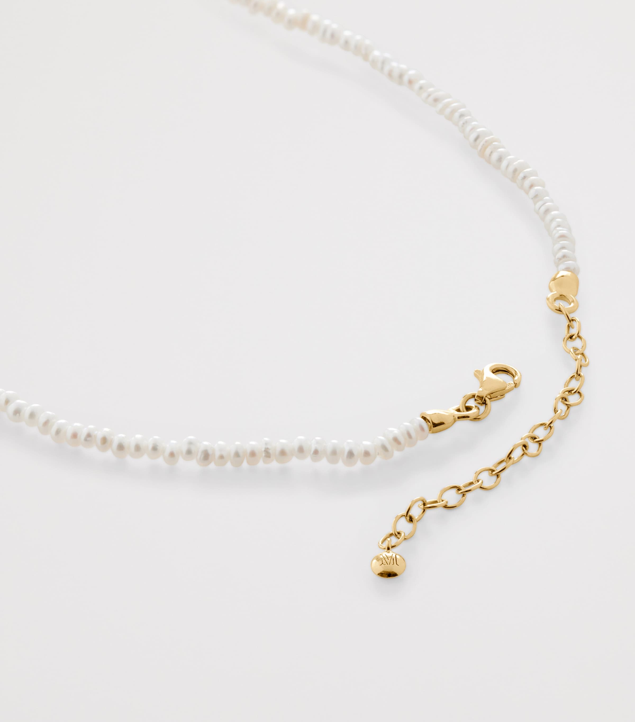 Monica Vinader Gold Vermeil and Baroque Pearl Mini Nugget Gemstone Beaded Necklace Gold Vermeil Image 4