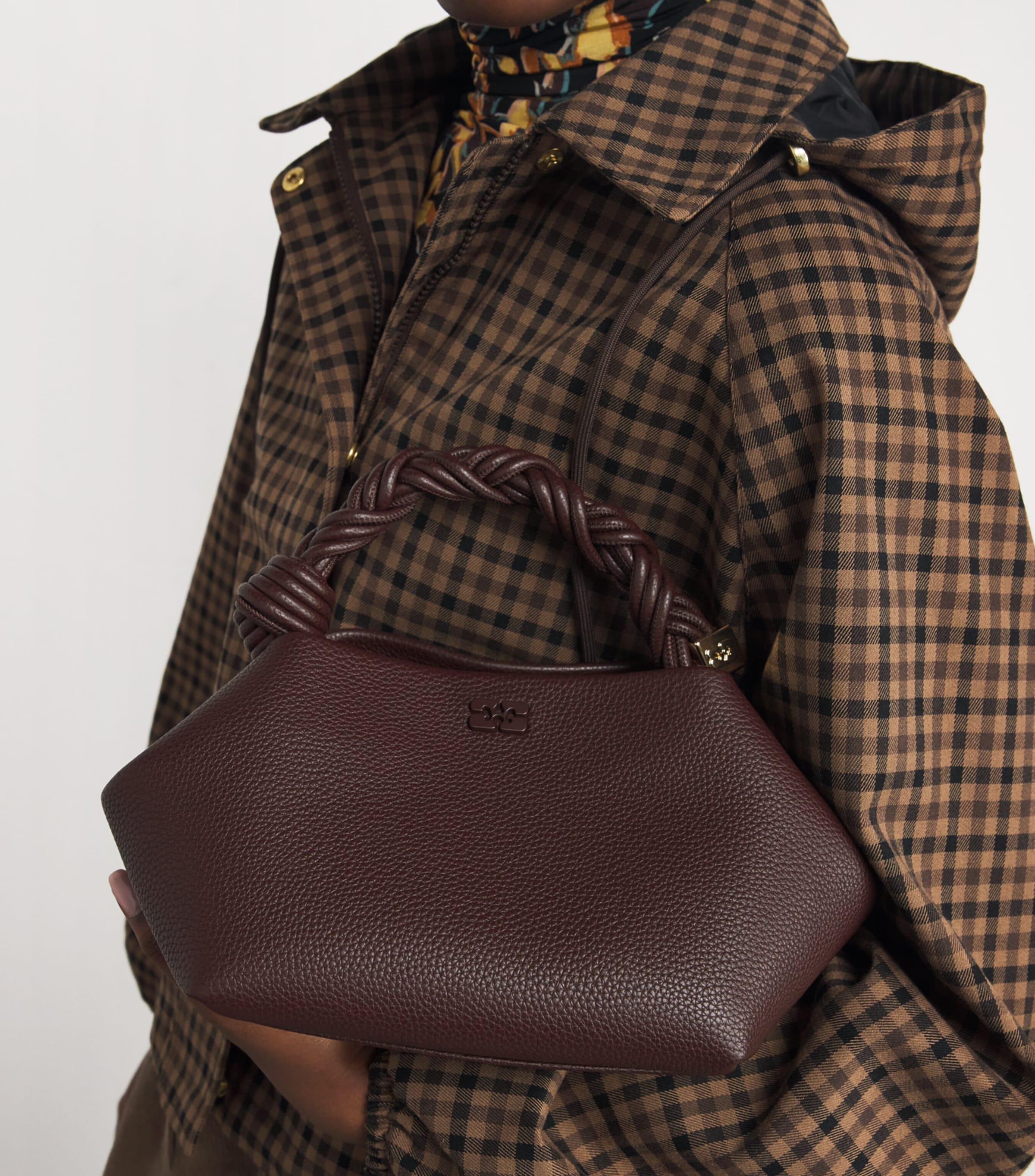 GANNI Brown Small Bou Top-Handle Bag | Harrods US