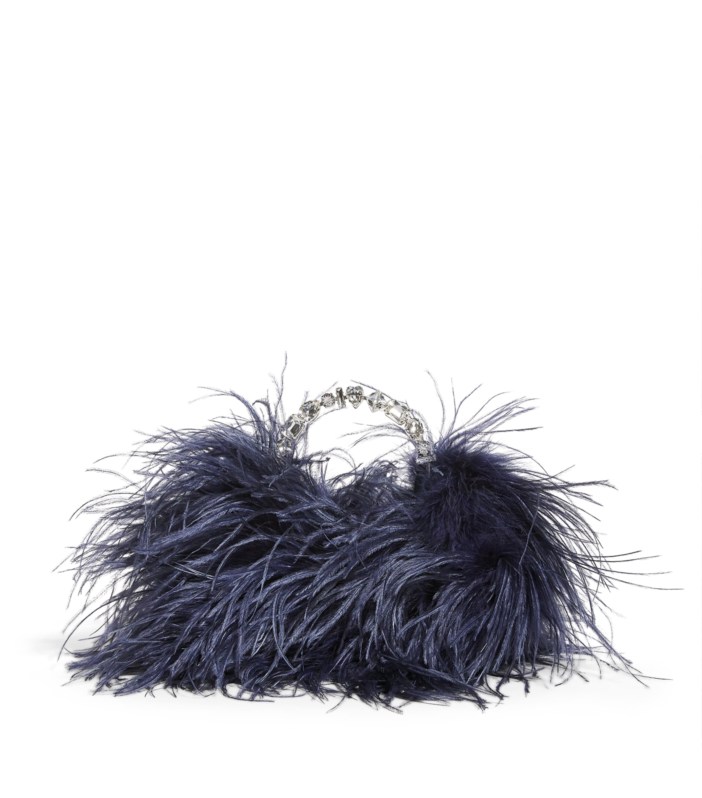 L'alingi Feathered Taliya Clutch Bag In Black