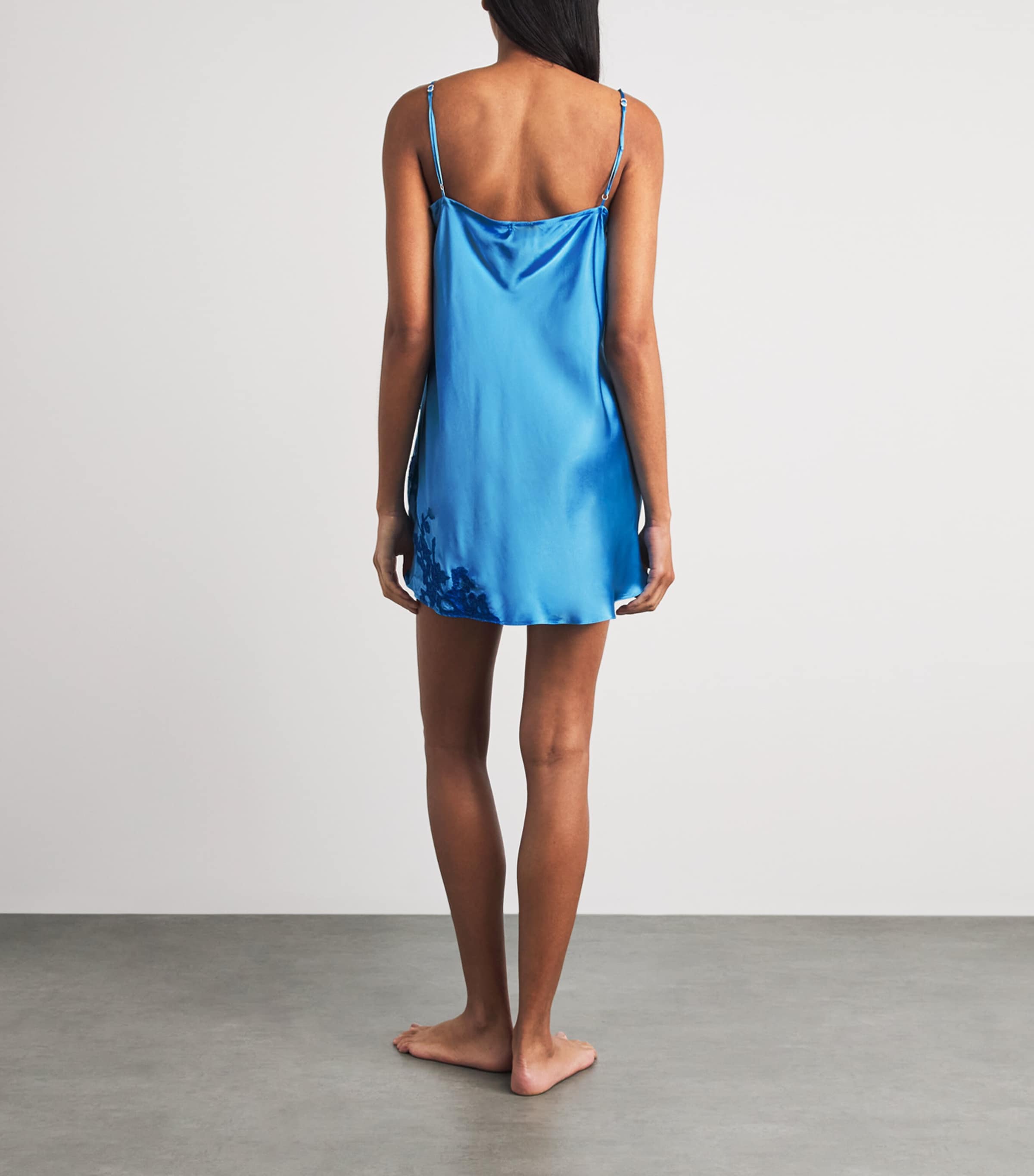TORLOWEI Womens Silk Tokini Mini Slip Dress Cloud Blue/blue Image 4