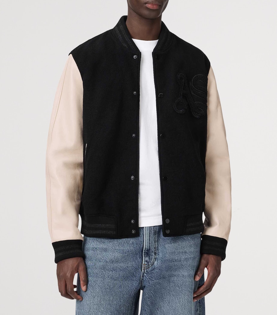 AllSaints Mens Holloway Bomber Jacket Black/white Image 6