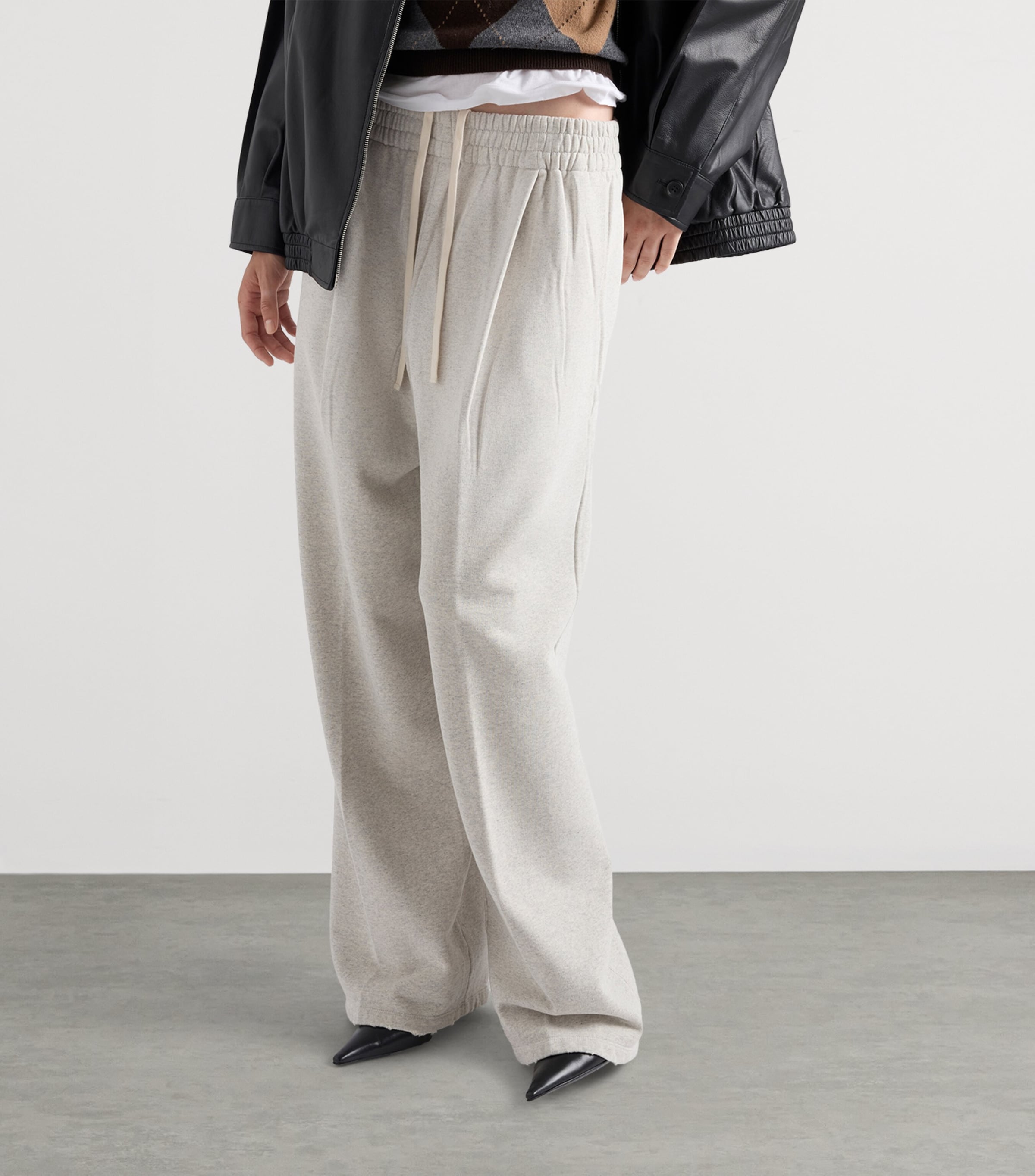 Prada Womens Cotton Wide-Leg Sweatpants Grey Image 3