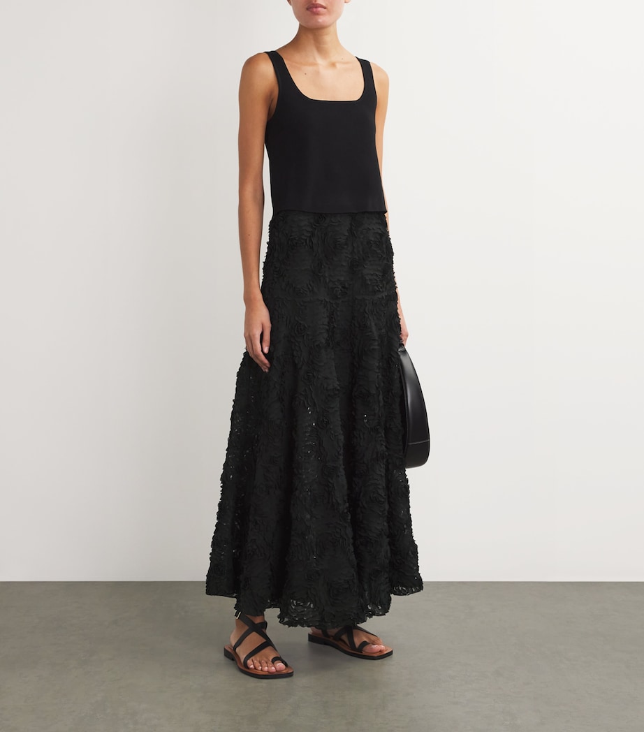 Tulle Embroidered Maxi Skirt BLACK Image 2