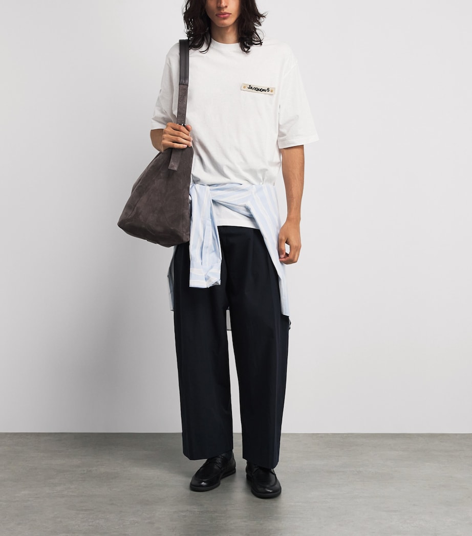 Jacquemus Mens Cotton Crochet Logo T-Shirt Bg Kntd Ptch Wht Image 2