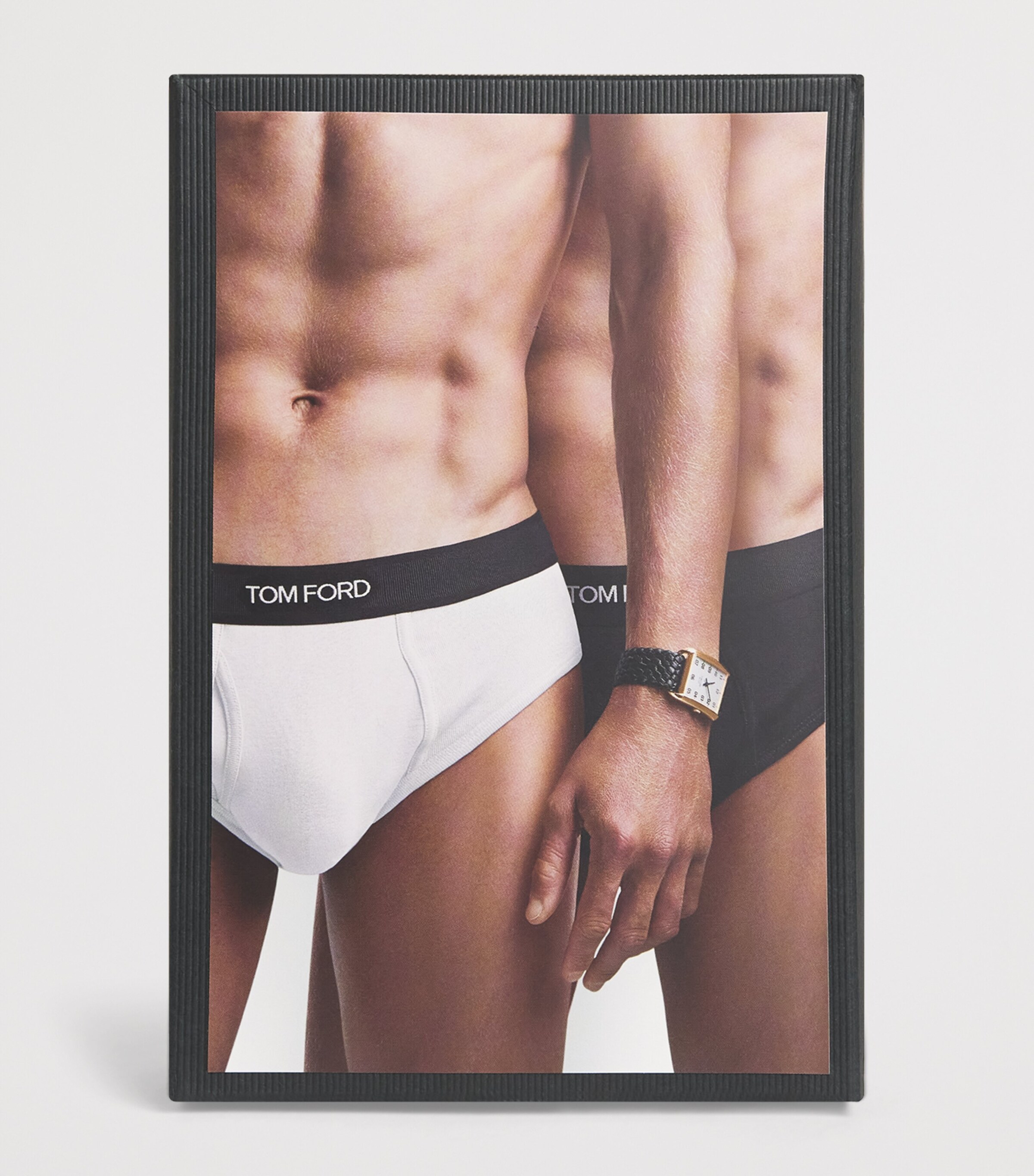 TOM FORD Mens Cotton-Stretch Logo Briefs (Pack of 2) Black/white Image 4