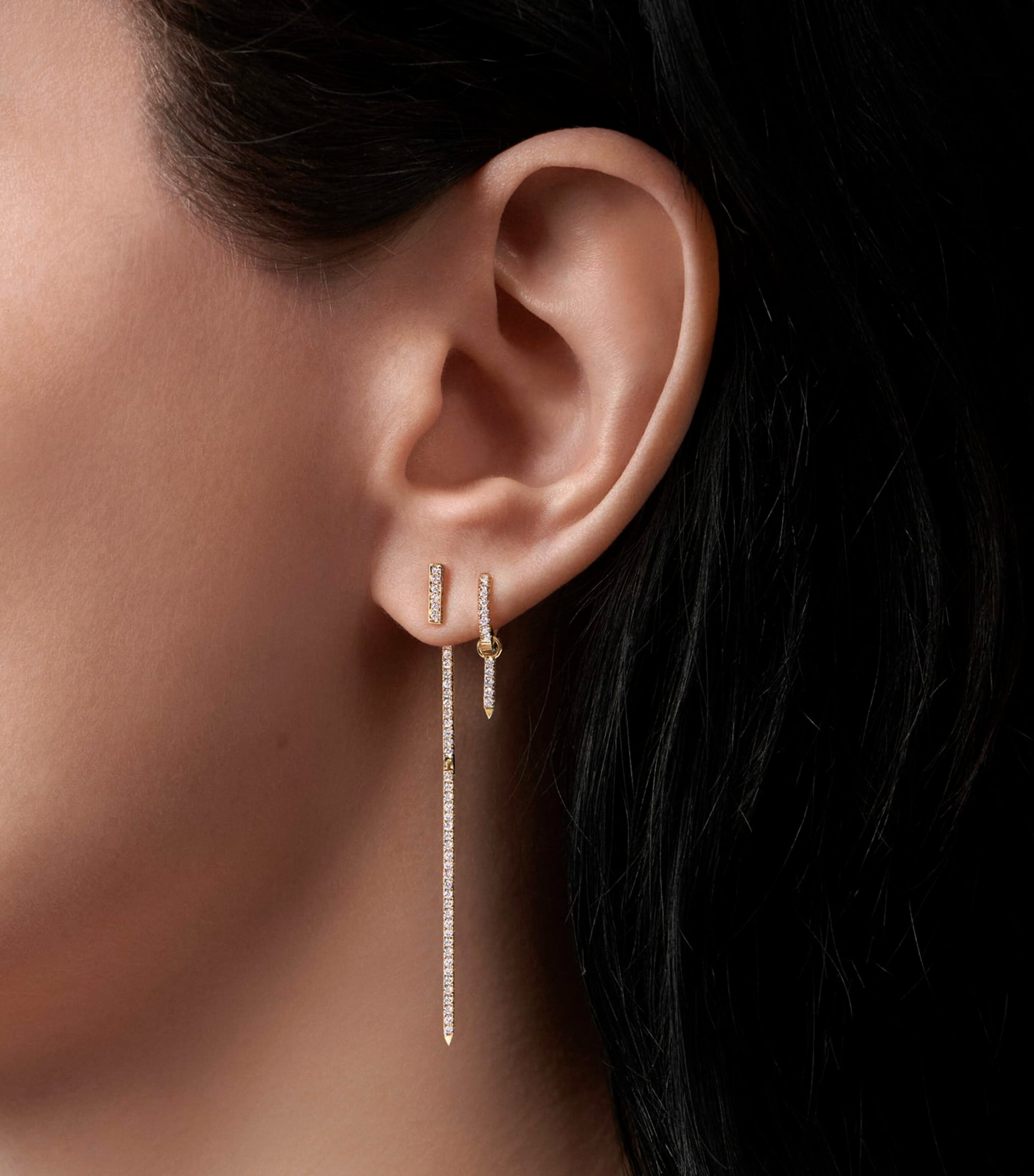 Diamond and Sapphire Eternity Bar Earring Charm (50mm) YELLOW GOLD Image 3