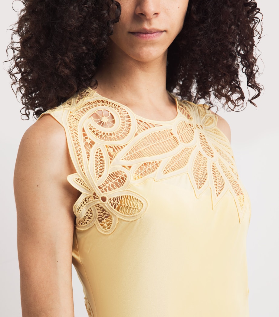 Ulla Johnson Womens Silk Lace Appliqué Idra Maxi Dress Dandelion Image 3