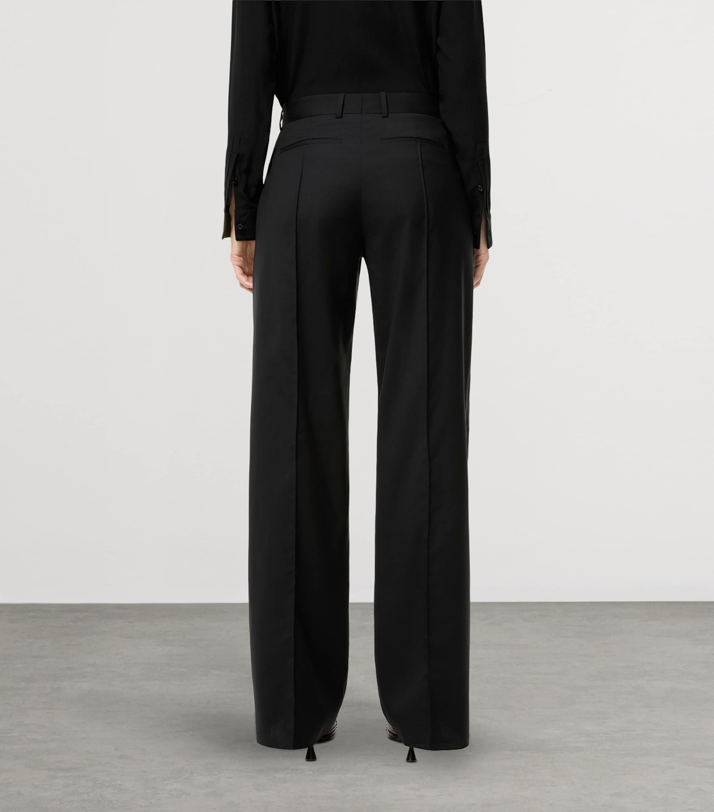 Burberry Womens Wool Tailored Trousers Black Image 3
