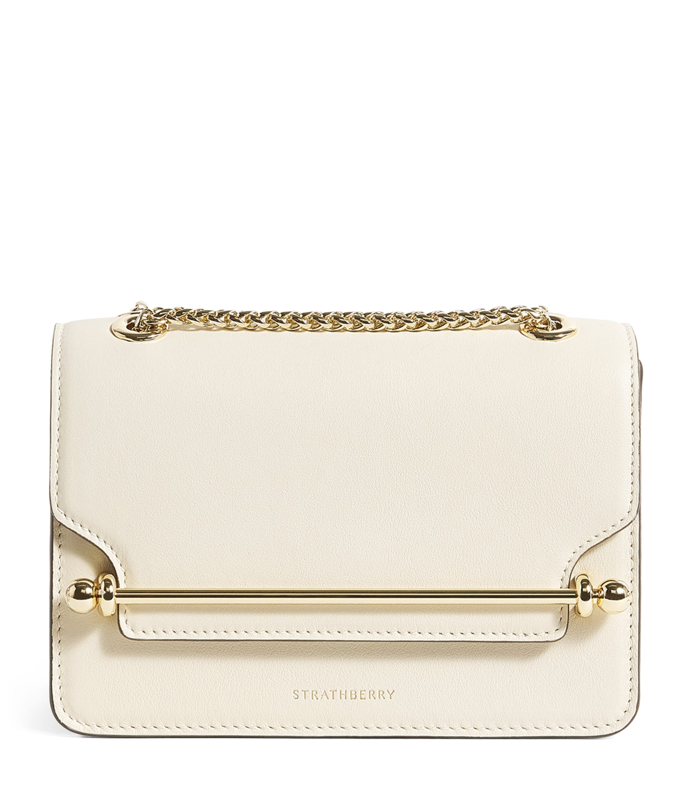 Strathberry Mini Leather East-west Shoulder Bag In White