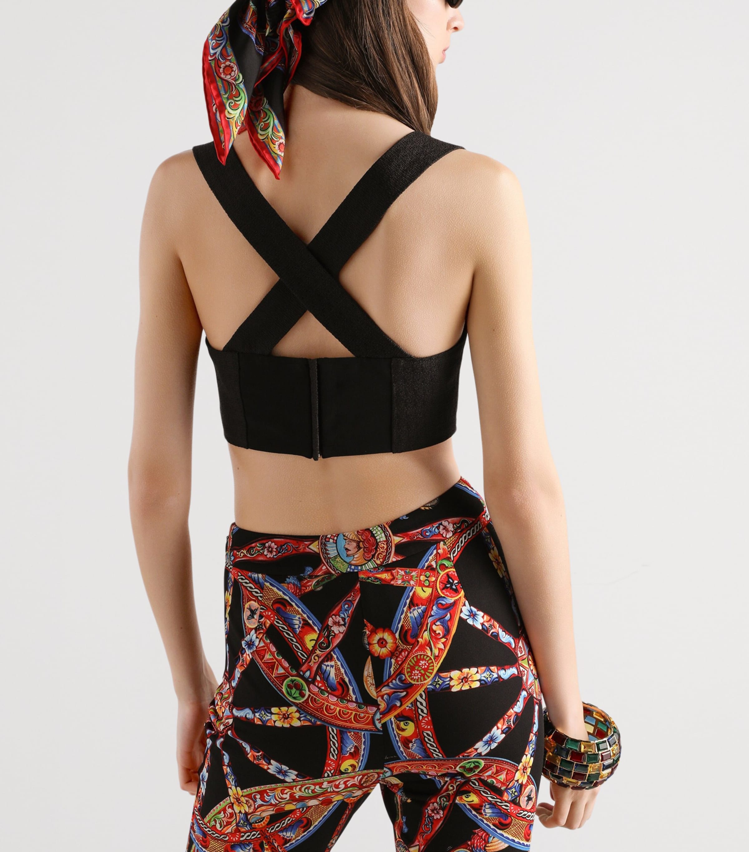 Dolce&Gabbana Womens Appliqué Bustier Top Black Image 5